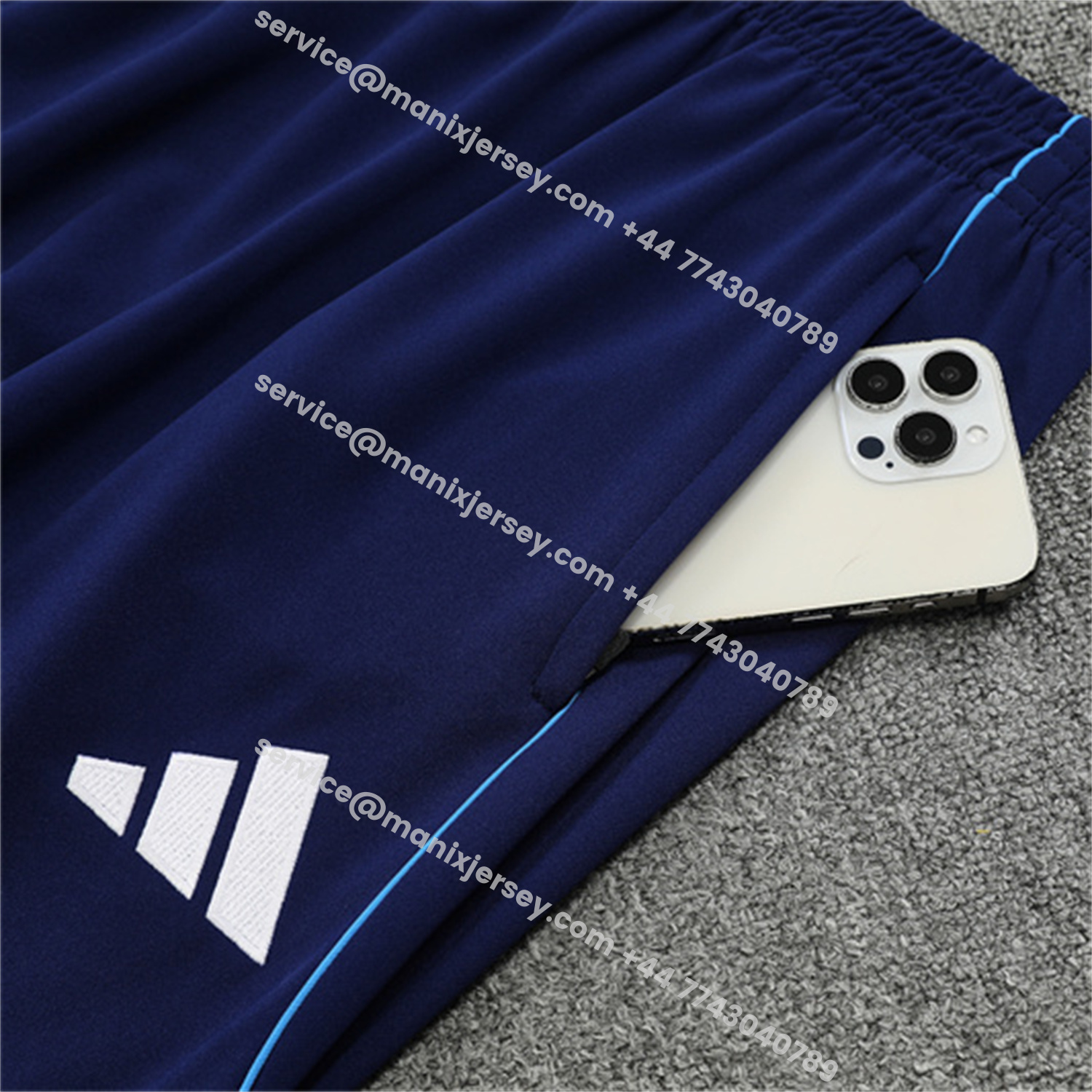 ManixJersey.com | Real Madrid 25-26 Kids Long Sleeve Training Set - Deep Blue Top & Pants -Customize Name, Number and Patch | Worldwide Shipping