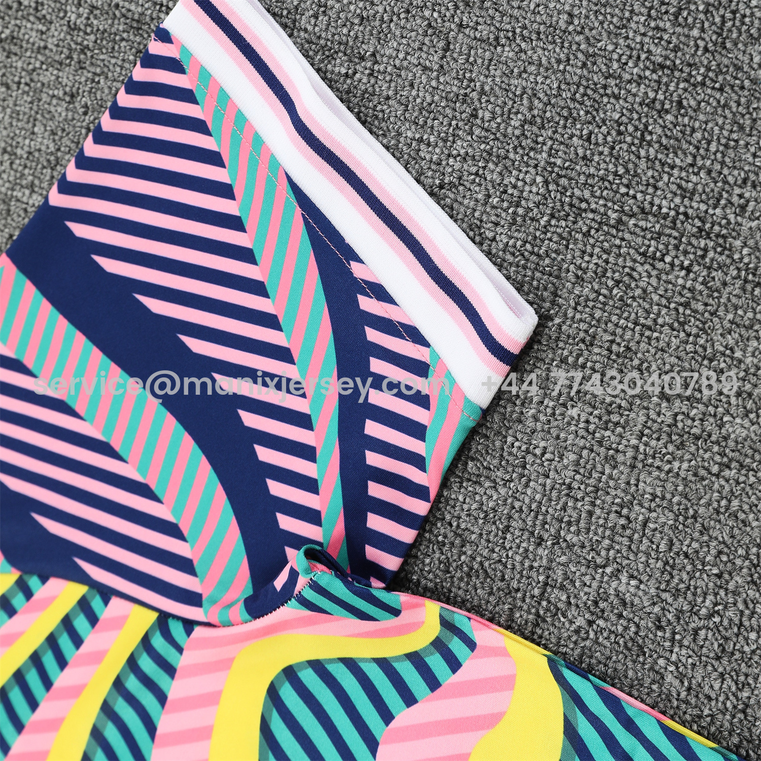 ManixJersey.com | Real Madrid 25-26 Short-Sleeve Training Set - Colorful Curve Pattern Top & Black Shorts -Customize Name, Number and Patch | Worldwide Shipping