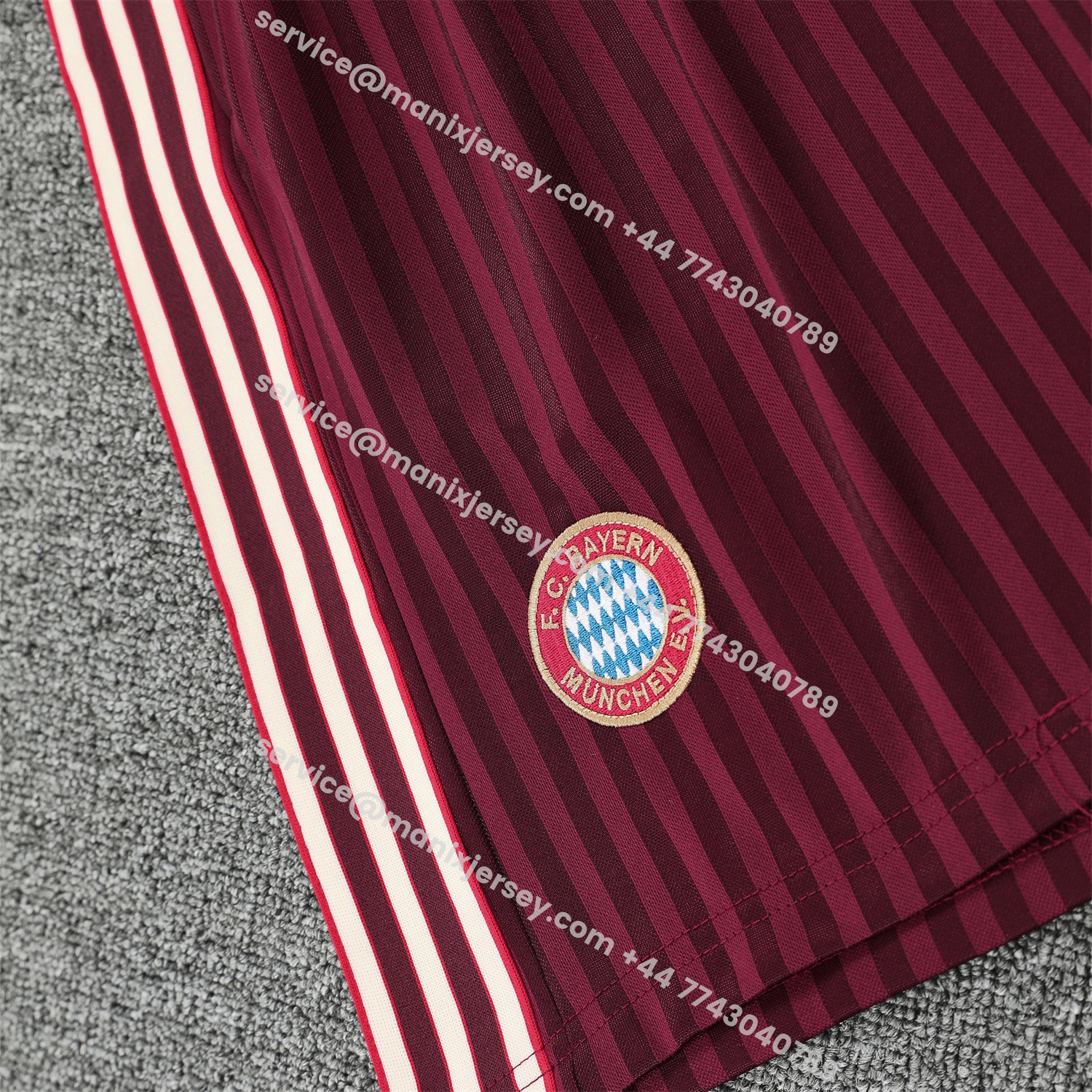 ManixJersey.com | Bayern Munich 25-26 Vest Training Set - Wine Red Lines Vest & Wine Red Lines Shorts -Customize Name, Number and Patch | Worldwide Shipping
