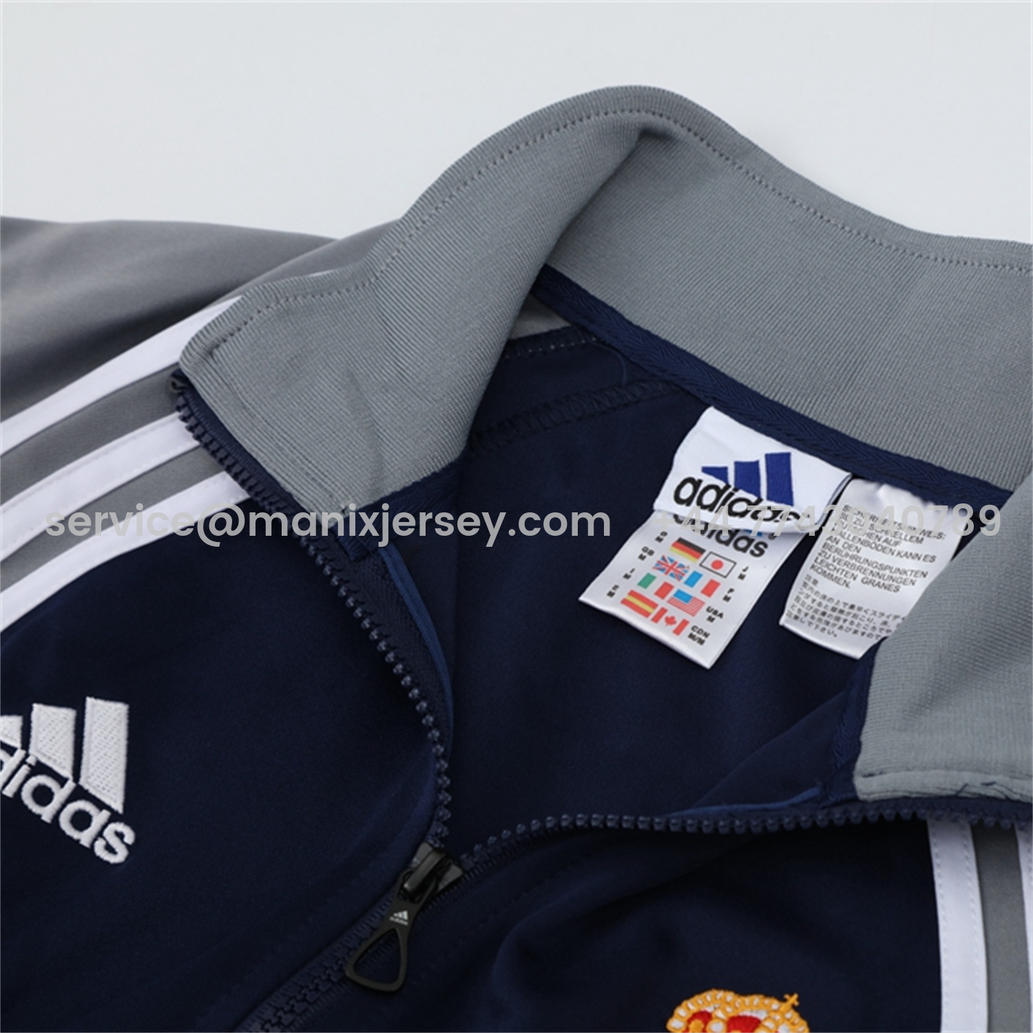 ManixJersey.com | Real Madrid 25-26 Jacket Training Tracksuit - Blue Grey Jackets & Pants -Customize Name, Number and Patch | Worldwide Shipping