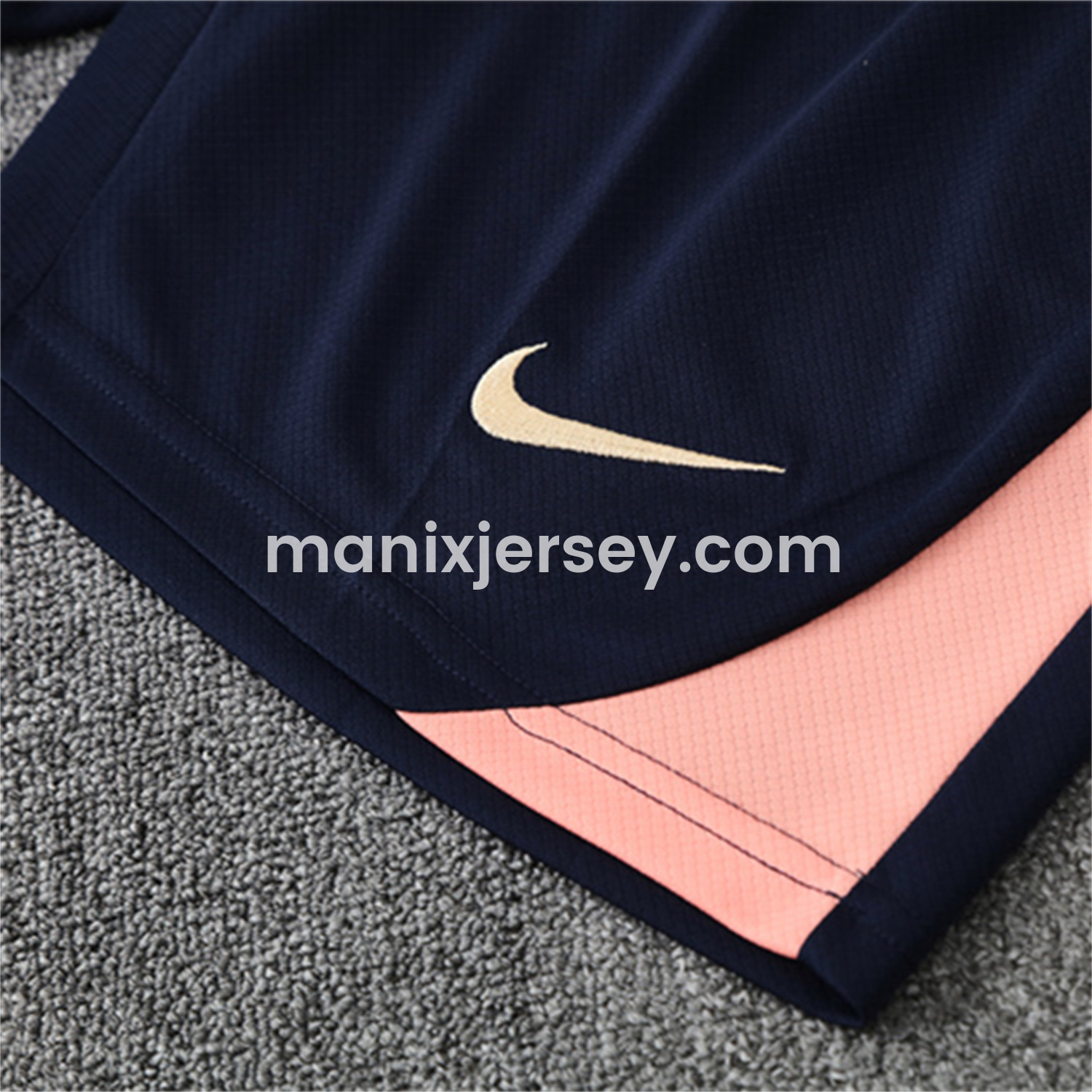 ManixJersey.com | Barcelona 25-26 Kids Short-Sleeve Training Set - Beige Top & Blue Shorts -Customize Name, Number and Patch | Worldwide Shipping