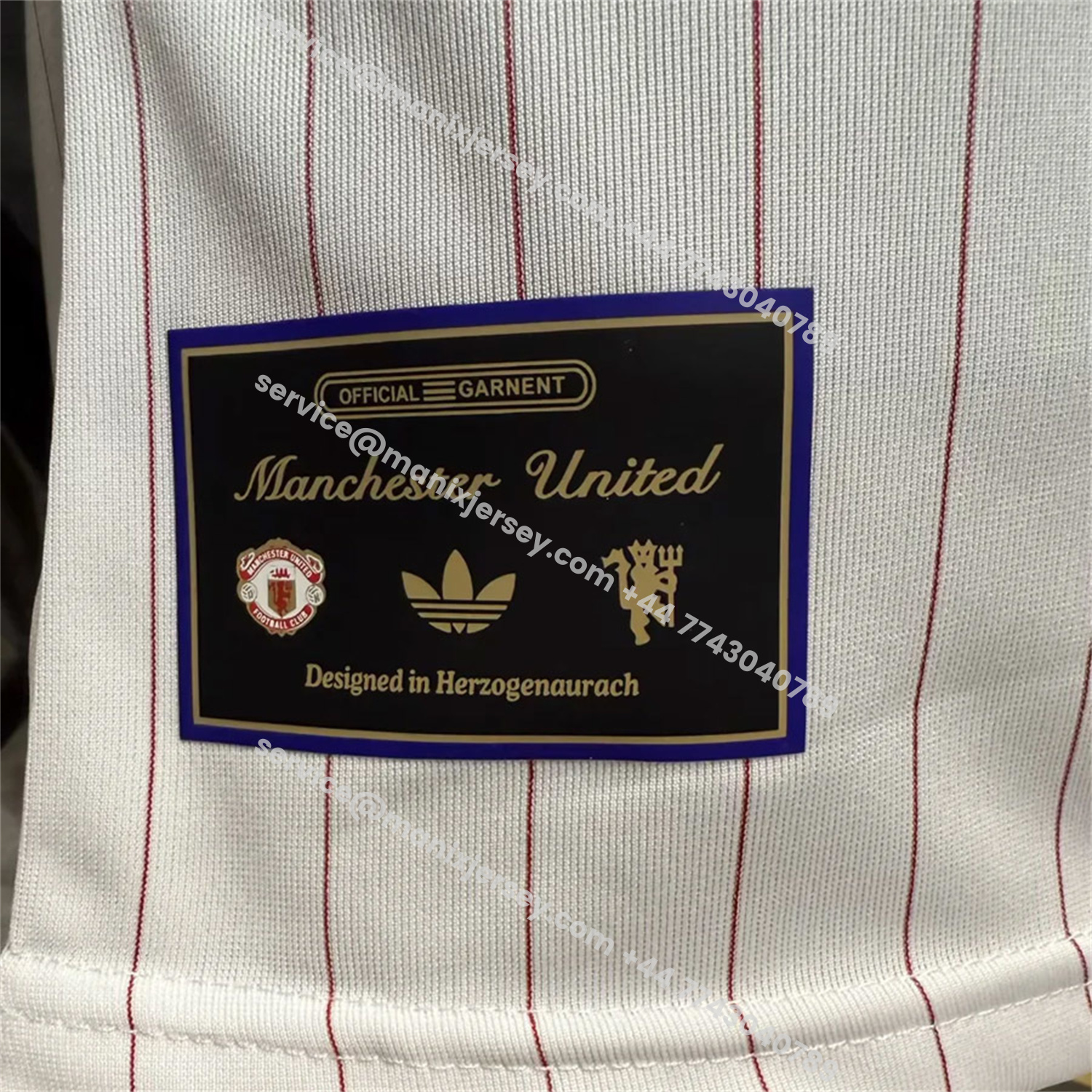 ManixJersey.com | Manchester United 25-26 Trefoil Red Lines White Travel Jersey - Player Version -Customize Name, Number and Patch | Worldwide Shipping