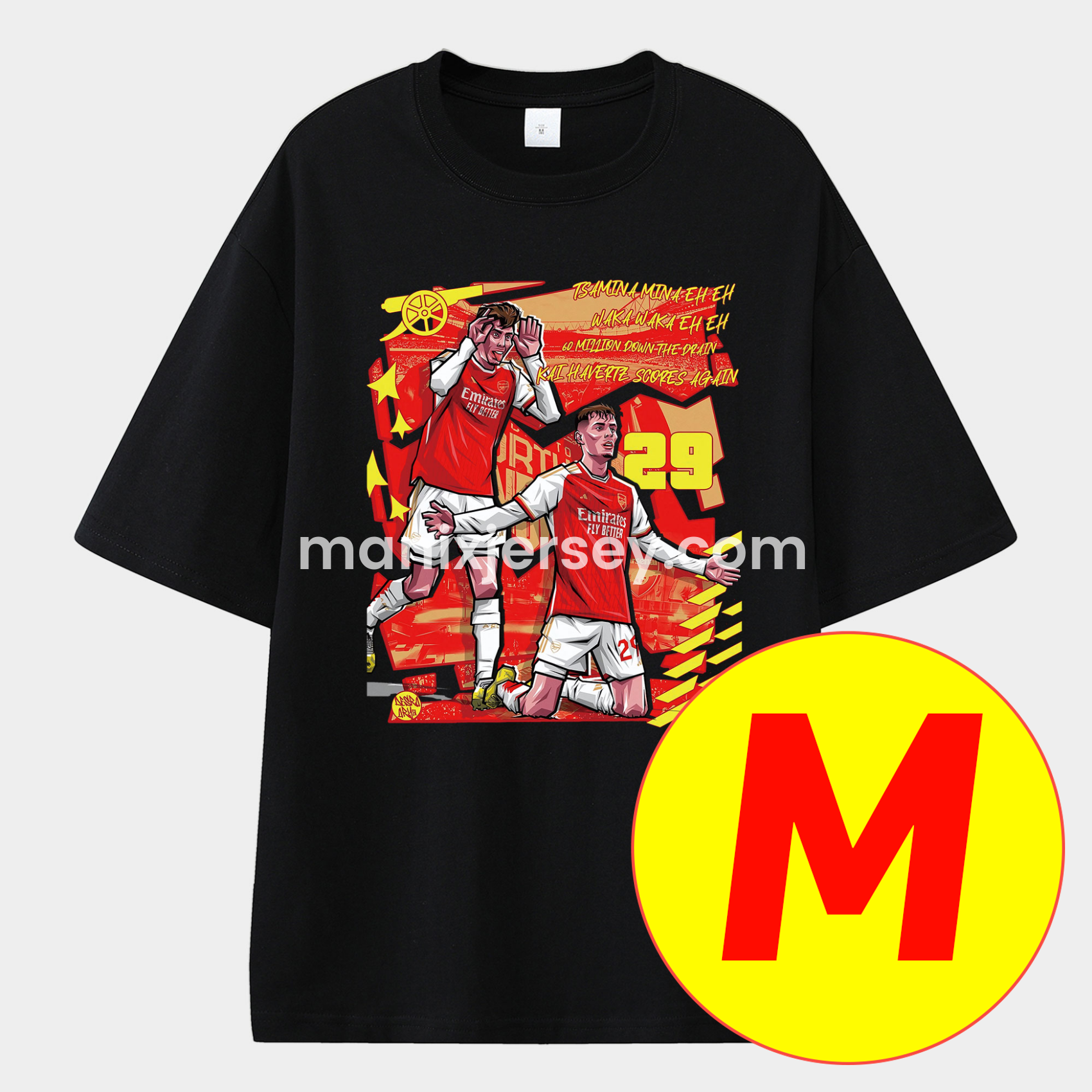 ManixJersey.com | Arsenal Henry Wenger Saka Gunners Unisex Pure Cotton T-shirt -Customize Name, Number and Patch | Worldwide Shipping