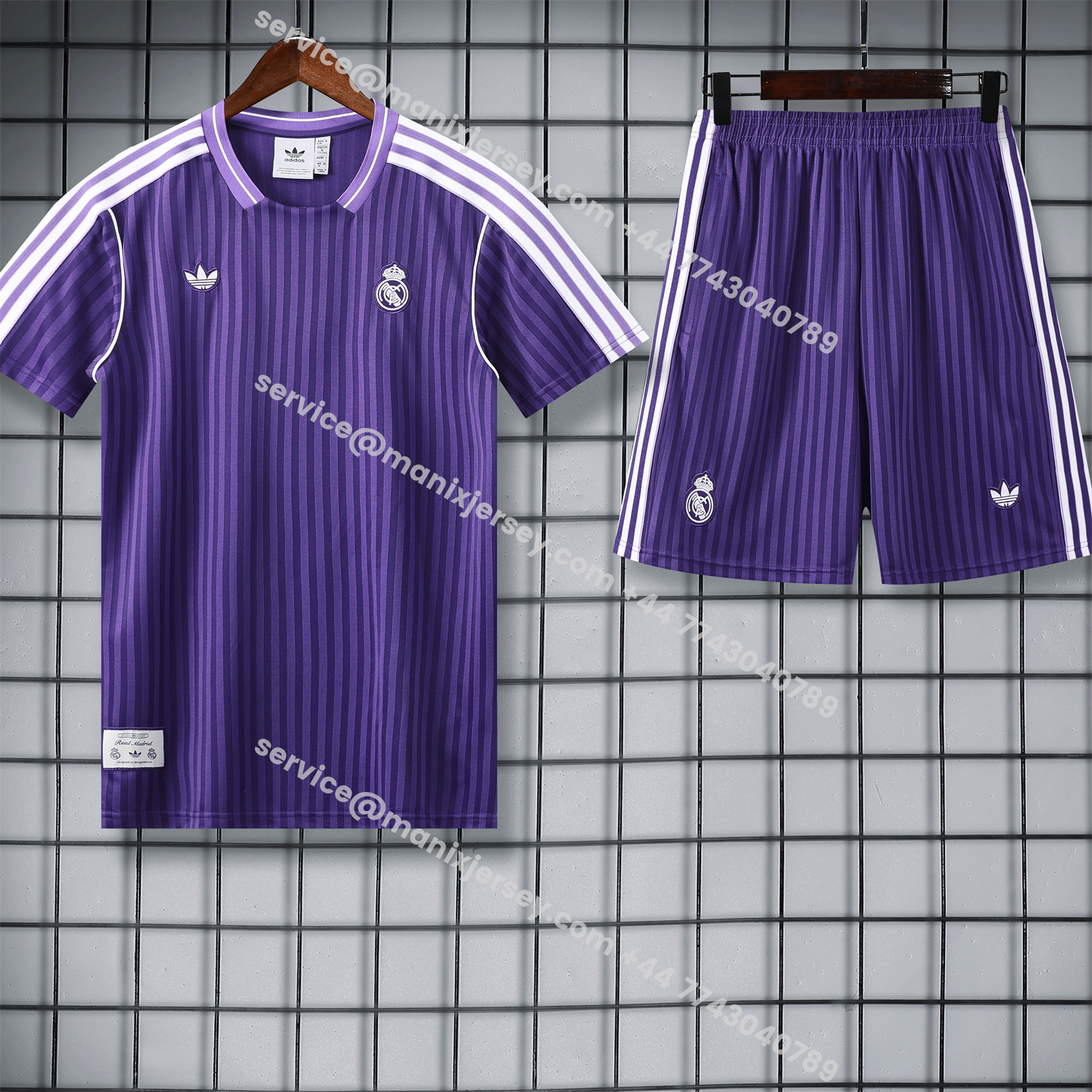 ManixJersey.com | Real Madrid 25-26 Short-Sleeve Training Set - Pure Purple Top & Purple Shorts -Customize Name, Number and Patch | Worldwide Shipping
