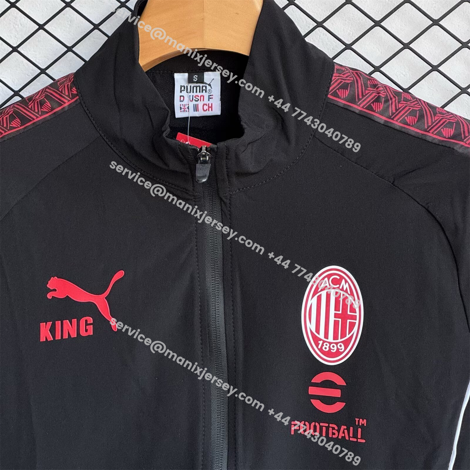 ManixJersey.com | AC Milan 25-26 Windbreaker Training Set - Red Black Top and Pants -Customize Name, Number and Patch | Worldwide Shipping