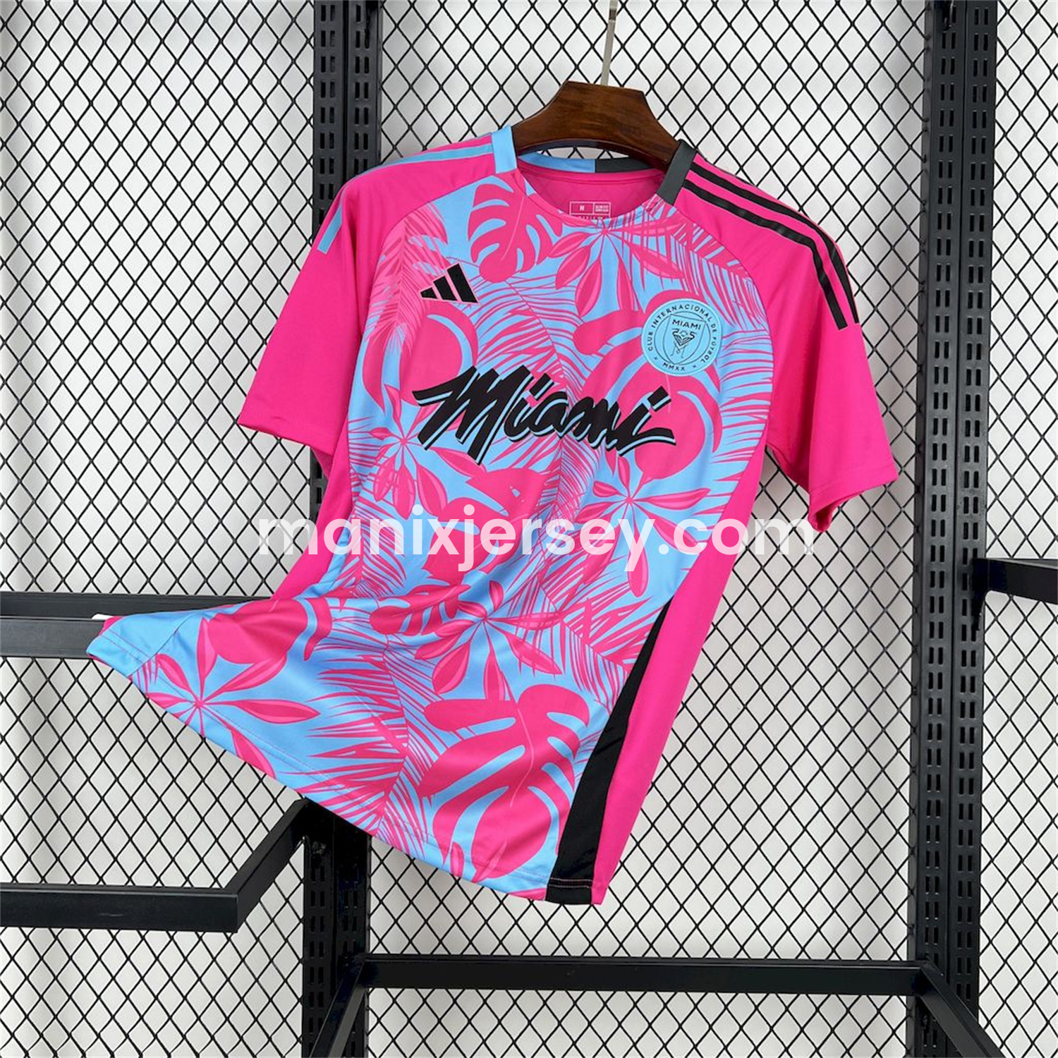 ManixJersey.com | INT M.A.M 25-26 Pink & Blue Coconut Tree Leaves Jersey - Fans Version -Customize Name, Number and Patch | Worldwide Shipping