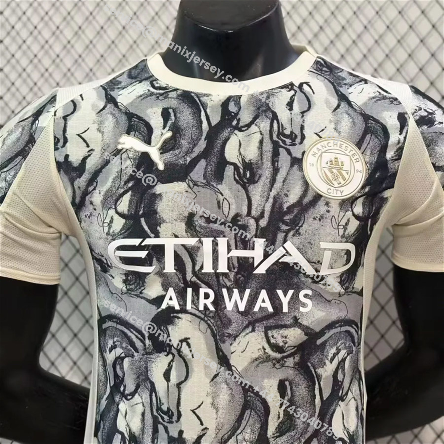 ManixJersey.com | Manchester City 25-26 Year of the Horse Ink Painting Special Jersey - Player Version -Customize Name, Number and Patch | Worldwide Shipping