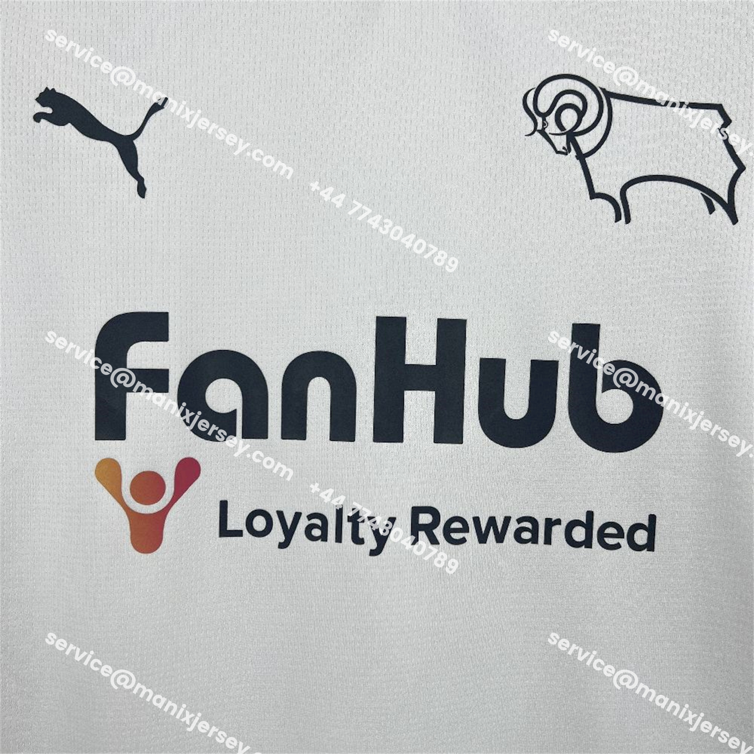 ManixJersey.com | Derby County 25-26 Home Jersey - Fans Version -Customize Name, Number and Patch | Worldwide Shipping