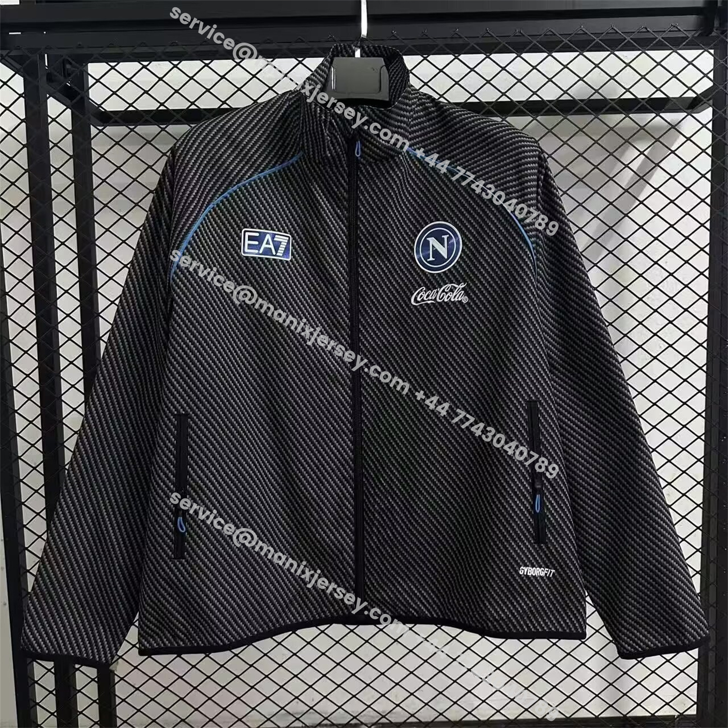 ManixJersey.com | Napoli 25-26 Windbreaker Jacket - Black -Customize Name, Number and Patch | Worldwide Shipping