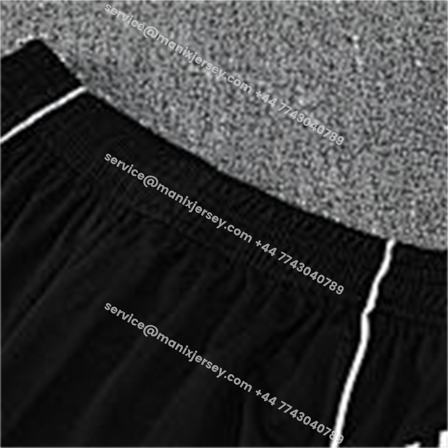 ManixJersey.com | Real Madrid 25-26 Short-Sleeve Training Set - Light Grey Stripes Black Top & Black Shorts -Customize Name, Number and Patch | Worldwide Shipping