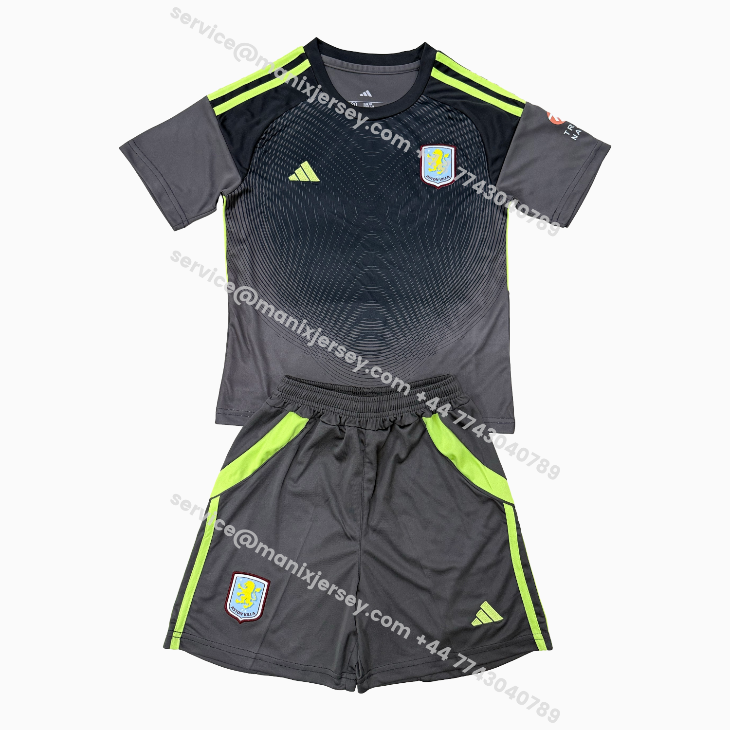 ManixJersey.com | Aston Villa 25-26 Black Goalkeeper Kids Kit -Customize Name, Number and Patch | Worldwide Shipping