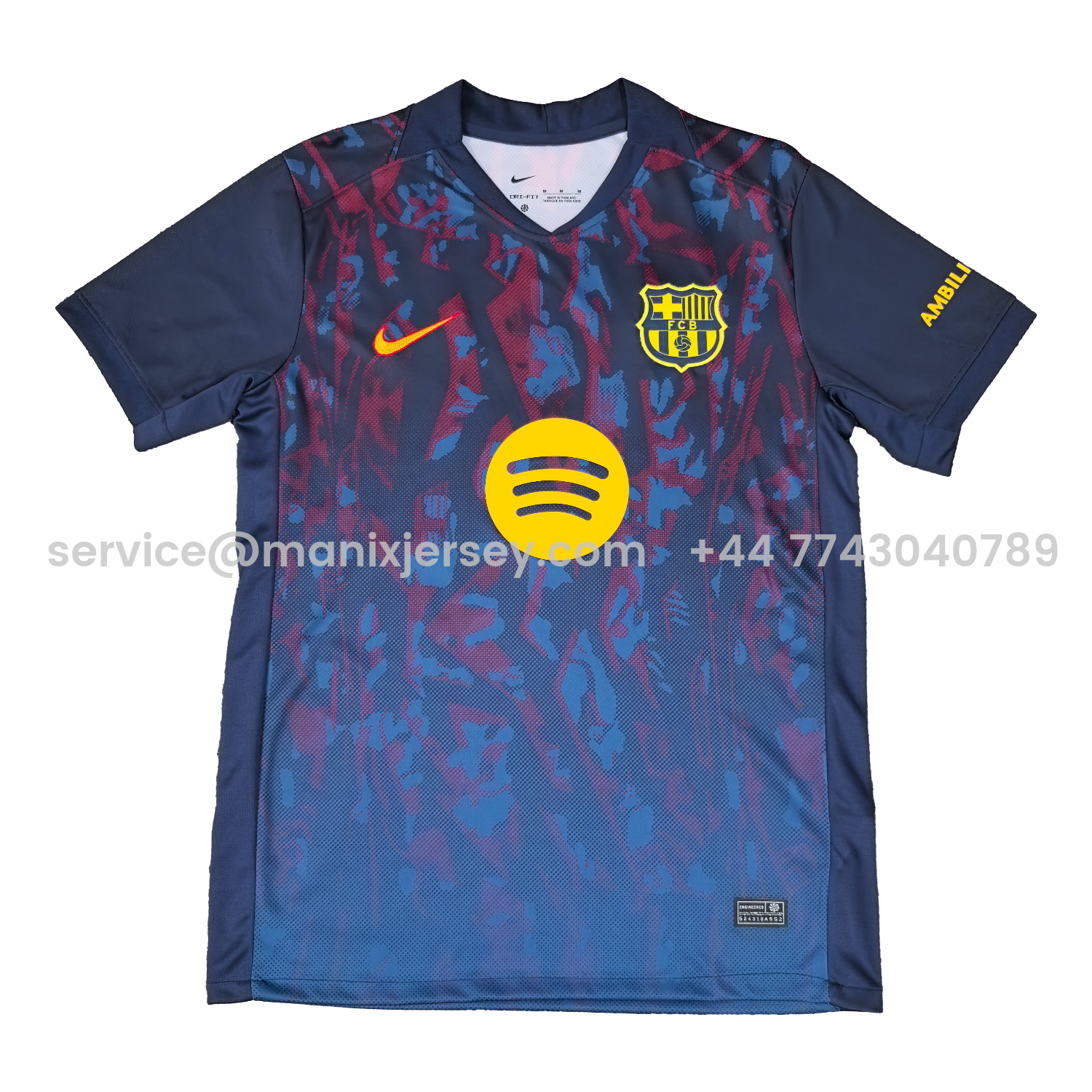 ManixJersey.com | Barcelona 25-26 Deep Blue Training Jersey with Red and Blue Tree Pattern - Fans Version -Customize Name, Number and Patch | Worldwide Shipping