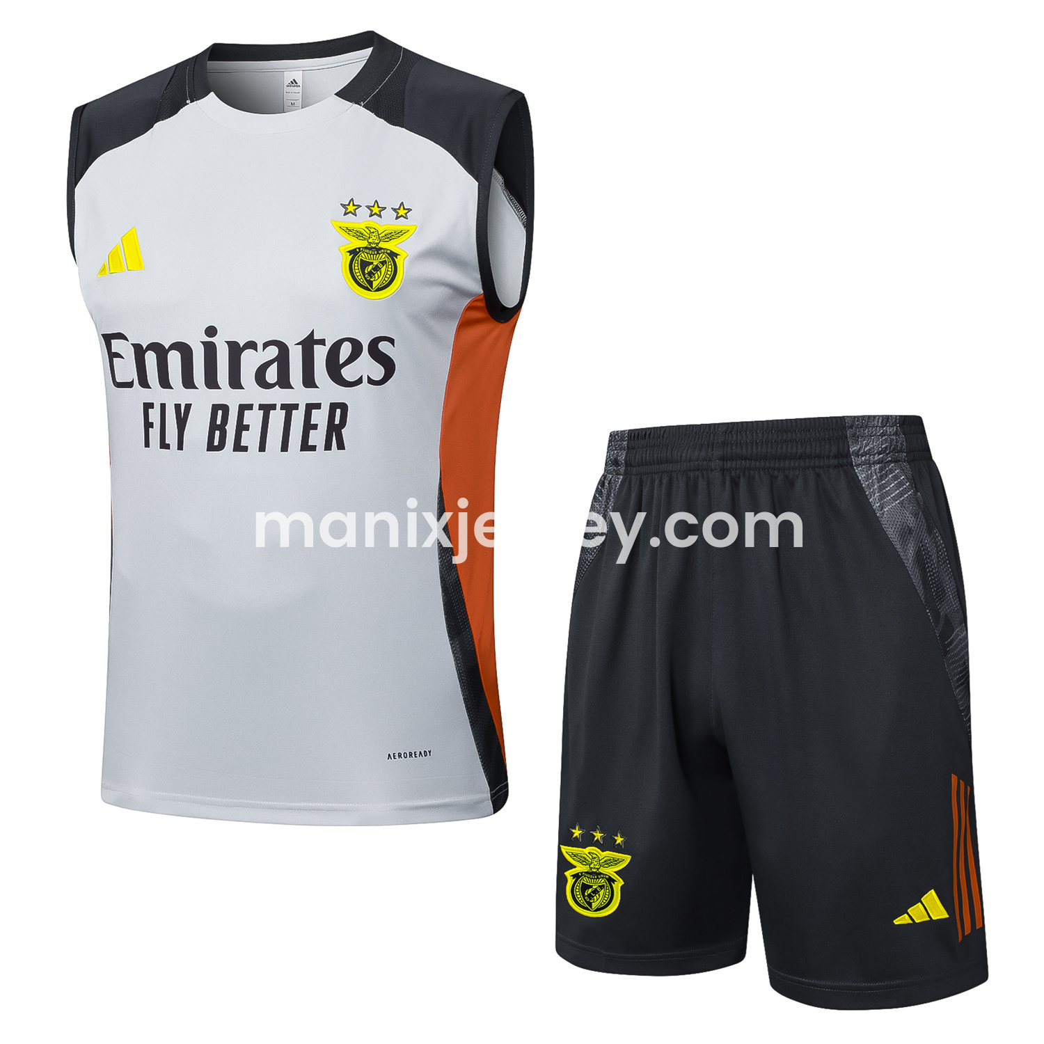 ManixJersey.com | Benfica 25-26 Vest Training Set - Grey Vest and Deep Grey Shorts -Customize Name, Number and Patch | Worldwide Shipping