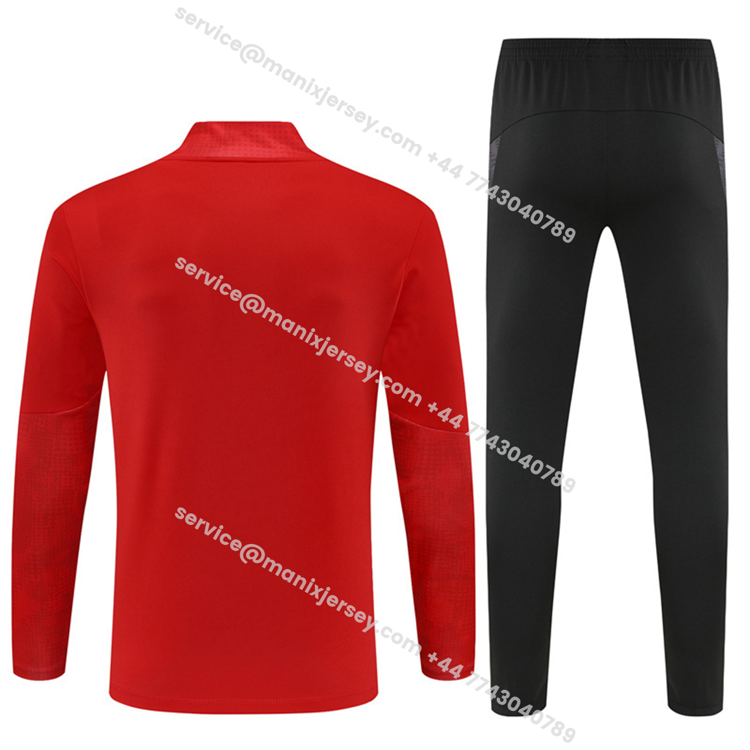 ManixJersey.com | AC Milan 25-26 Long Sleeve Training Set - Red Top & Black Pants -Customize Name, Number and Patch | Worldwide Shipping