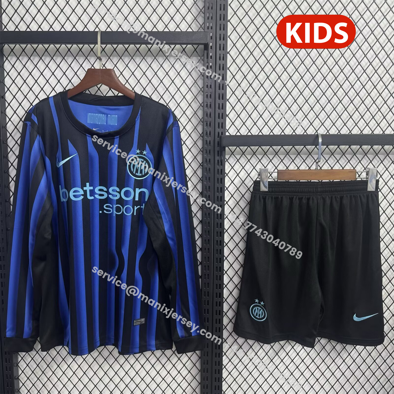 ManixJersey.com | Inter Milan 25-26 Home Long Sleeves Kids Kit -Customize Name, Number and Patch | Worldwide Shipping