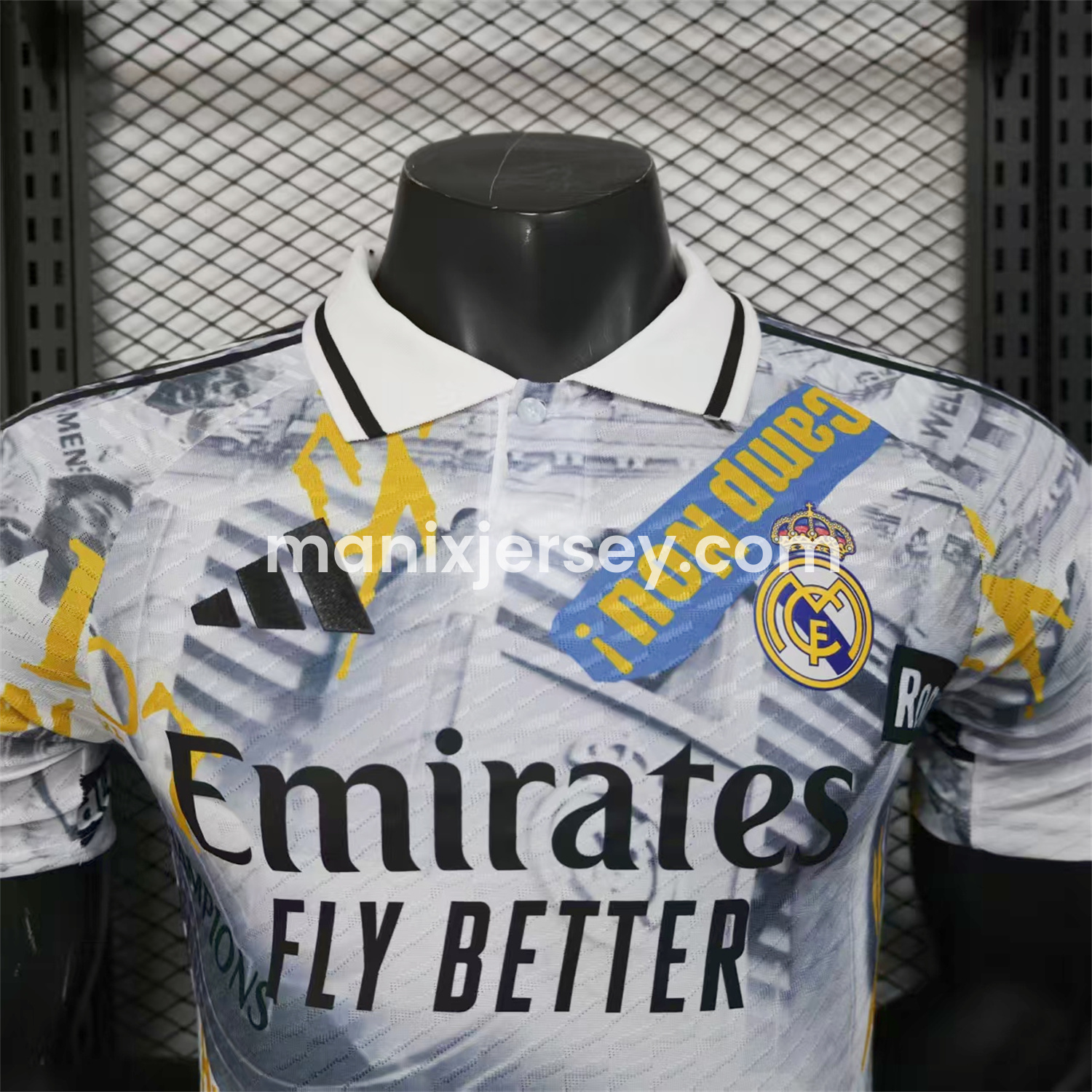 ManixJersey.com | Real Madrid 25-26 Capture Of Camp Nou POLO White Special Jersey - Player Version -Customize Name, Number and Patch | Worldwide Shipping