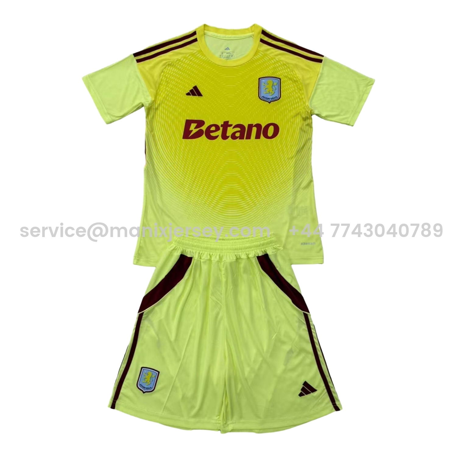 ManixJersey.com | Aston Villa 25-26 Yellow Goalkeeper Men's Adult Jersey Set - Fans Version -Customize Name, Number and Patch | Worldwide Shipping