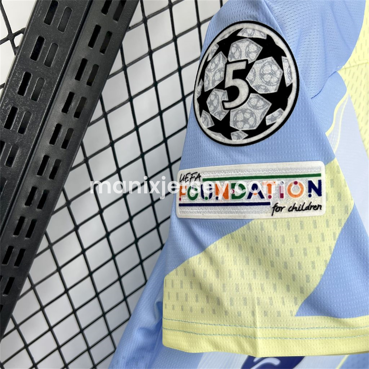 ManixJersey.com | Barcelona 25-26 T90 Yellow Lines Light Blue Special Jersey - Fans Version -Customize Name, Number and Patch | Worldwide Shipping