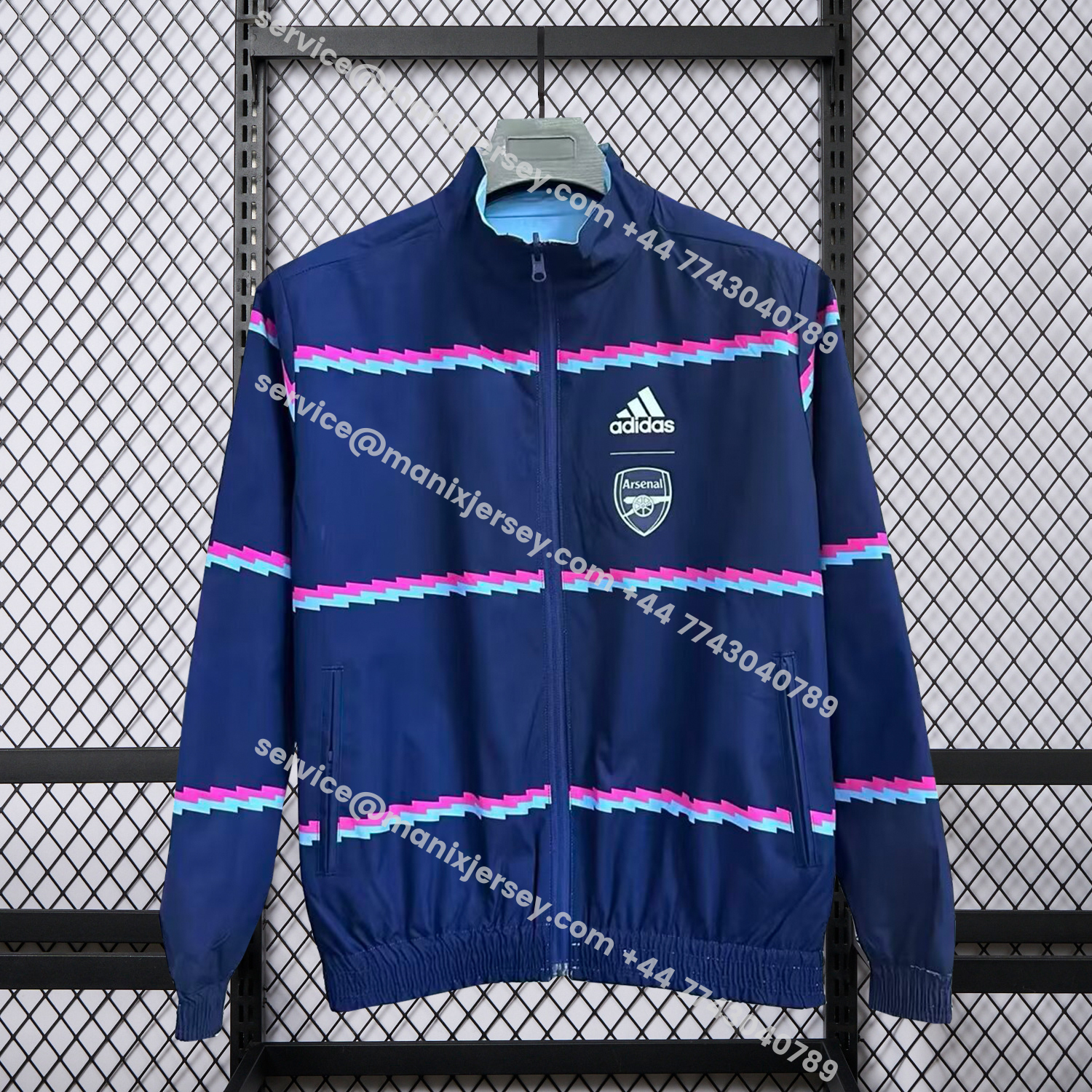ManixJersey.com | Arsenal 25-26 Double Sided Reversible Windbreaker - Deep Blue & Light Blue -Customize Name, Number and Patch | Worldwide Shipping