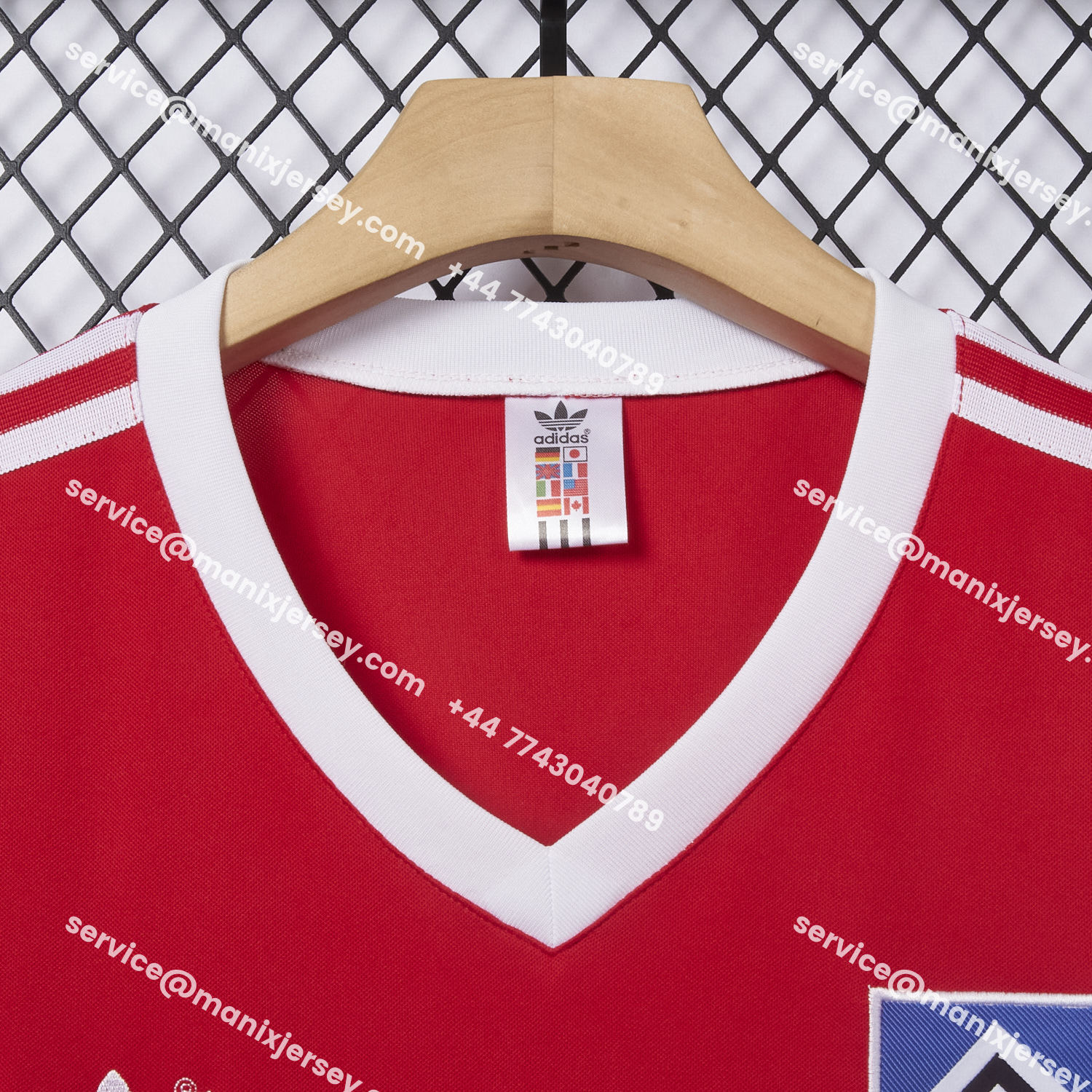 ManixJersey.com | Retro Hamburger SV 1988 Away Red Jersey -Customize Name, Number and Patch | Worldwide Shipping