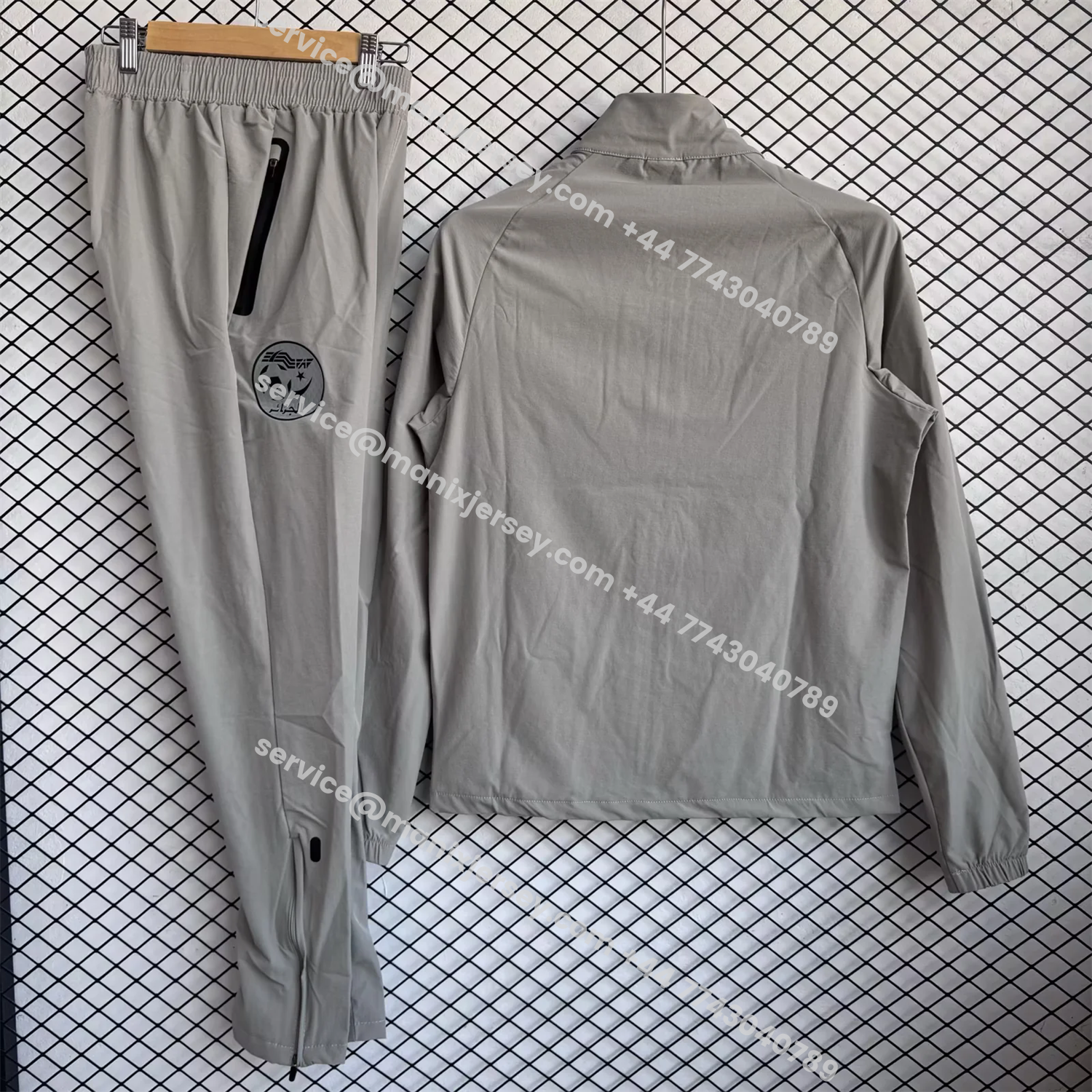 ManixJersey.com | Algeria 25-26 Windbreaker Training Set - Grey Top and Pants -Customize Name, Number and Patch | Worldwide Shipping