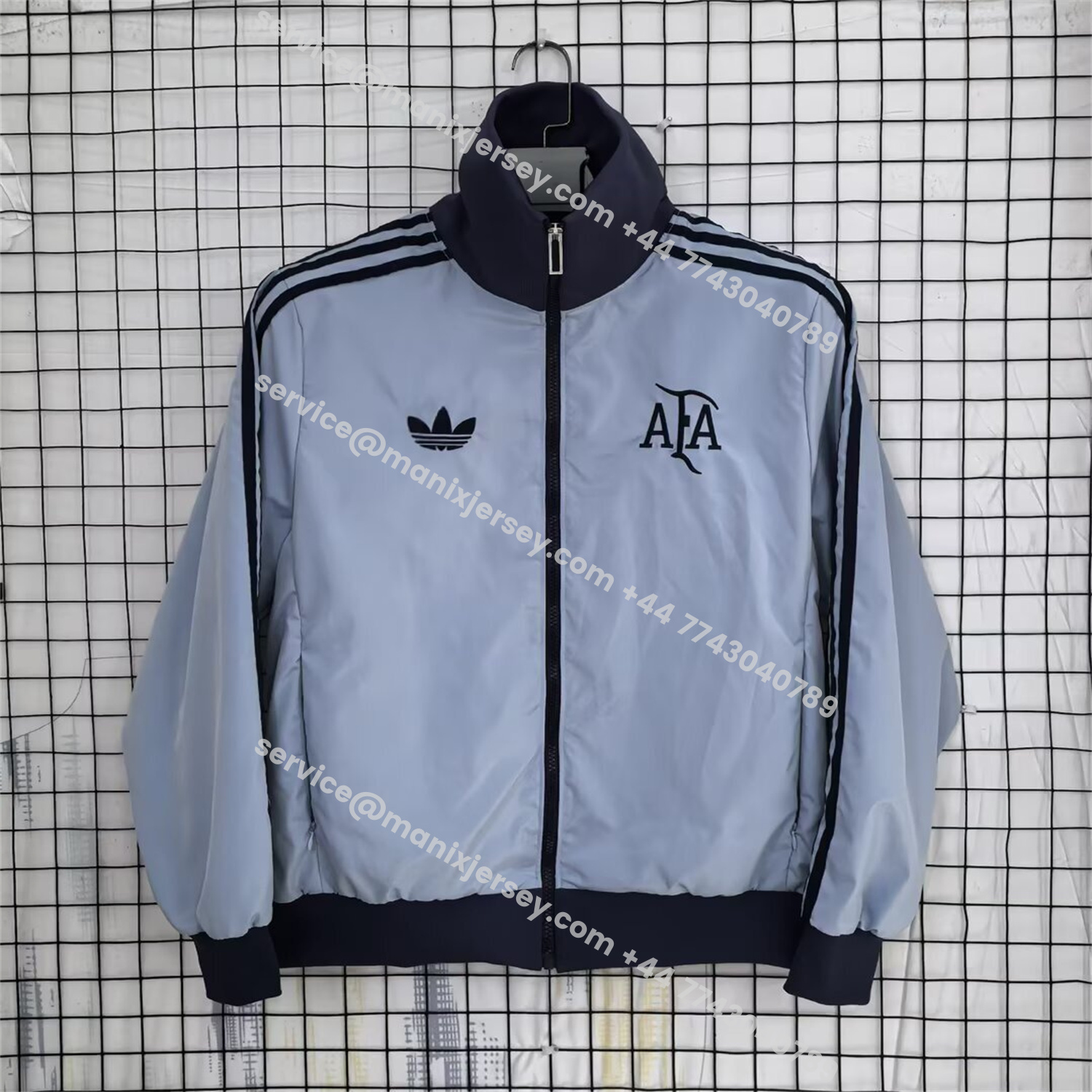 ManixJersey.com | Argentina 25-26 Training Windbreaker Jacket - Grey -Customize Name, Number and Patch | Worldwide Shipping
