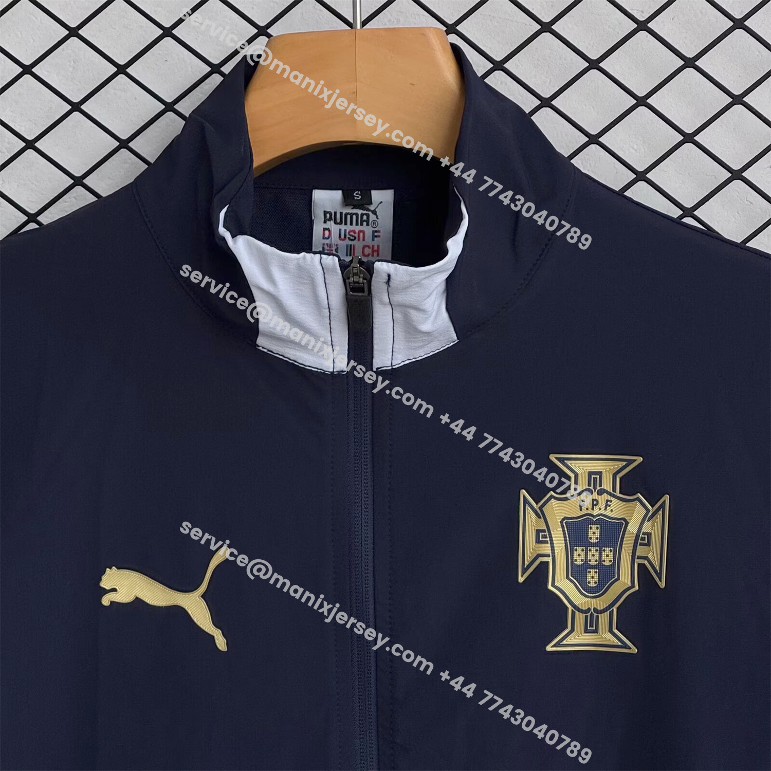 ManixJersey.com | Portugal 25-26 Windbreaker Training Set - Black White Top and Pants -Customize Name, Number and Patch | Worldwide Shipping