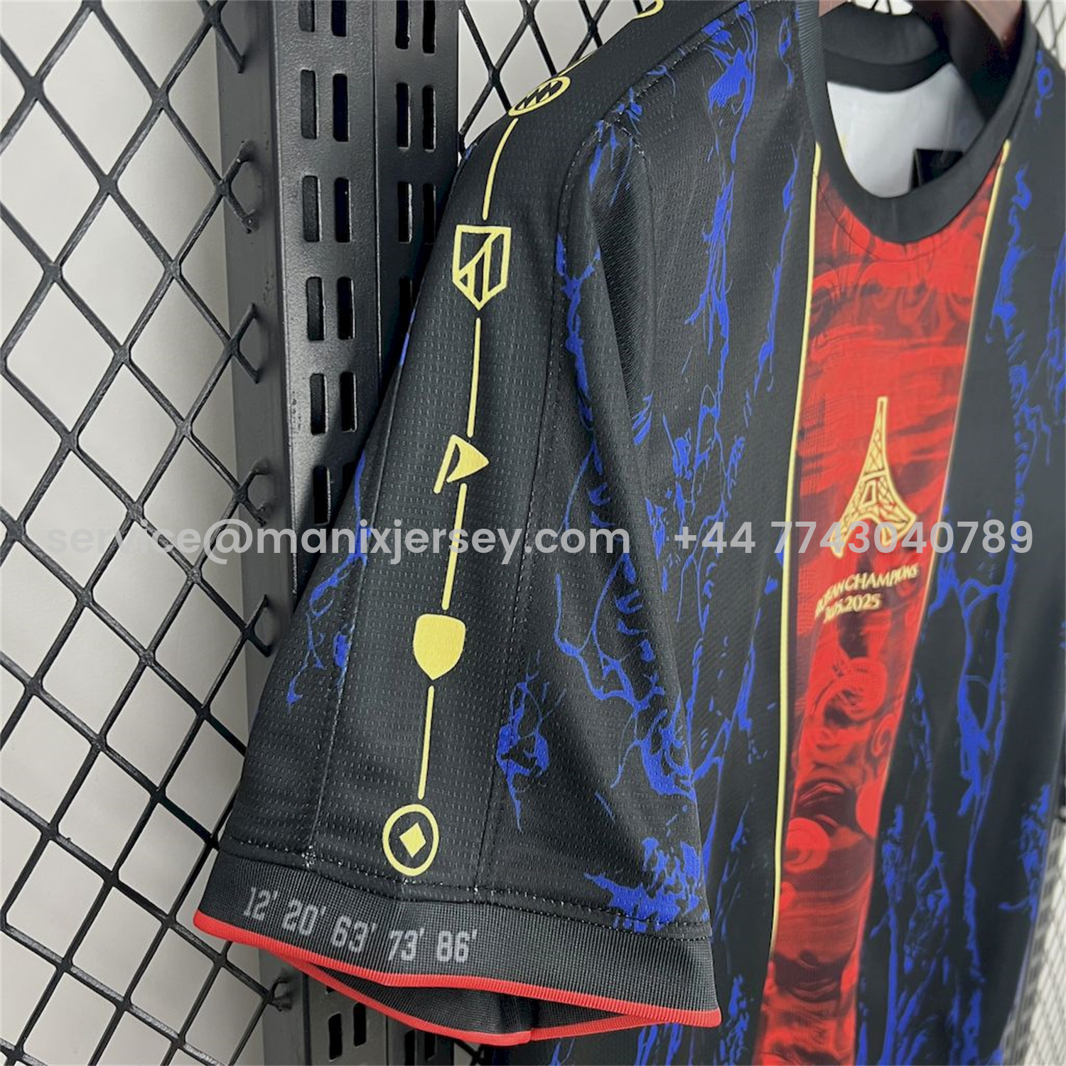 ManixJersey.com | Paris Saint-Germain PSG 25-26 Champions League Commemorative Edition Blue Red Eiffel Tower T-shirts -Customize Name, Number and Patch | Worldwide Shipping