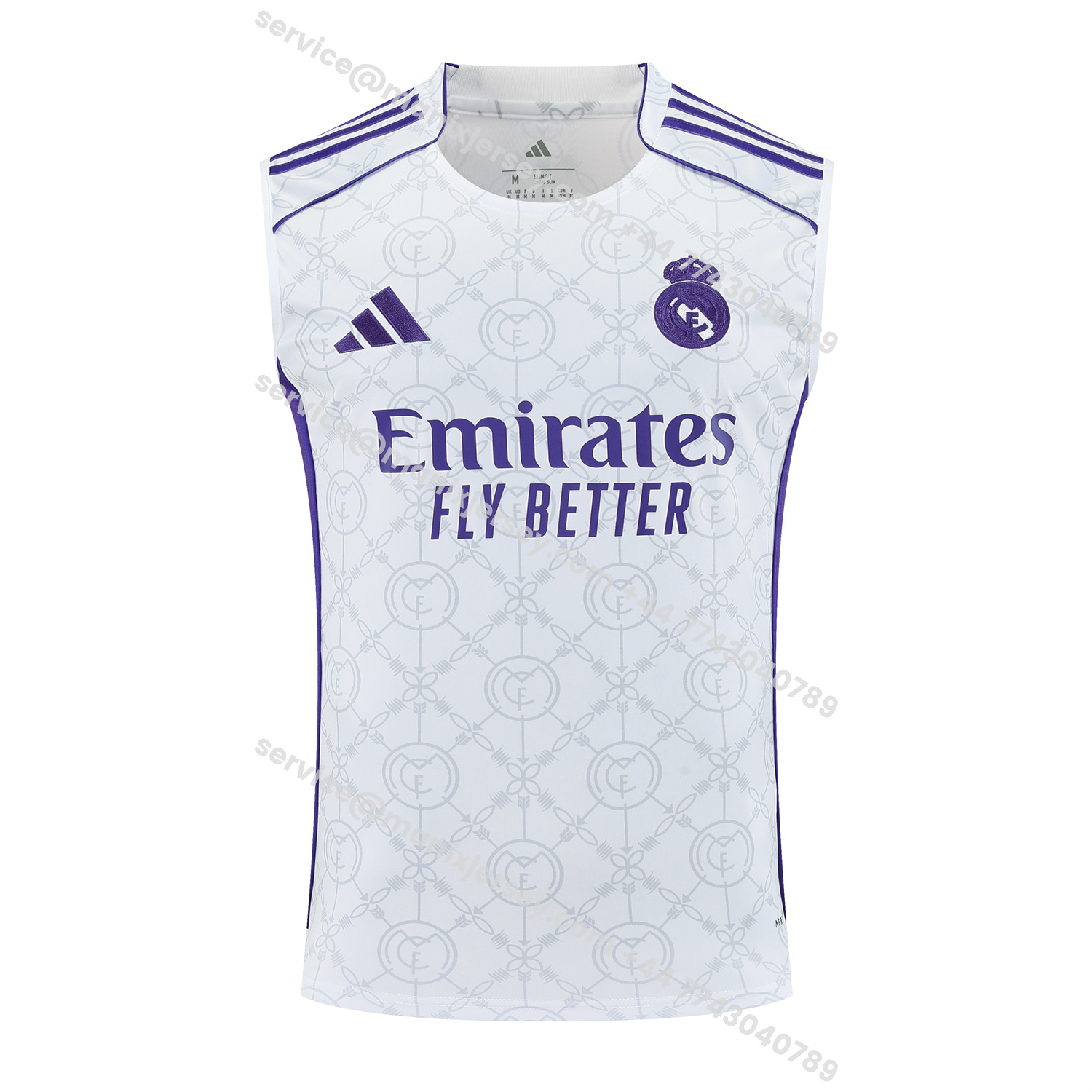 ManixJersey.com | Real Madrid 25-26 Vest Training Set - Blue Edge White Vest & Black Shorts -Customize Name, Number and Patch | Worldwide Shipping