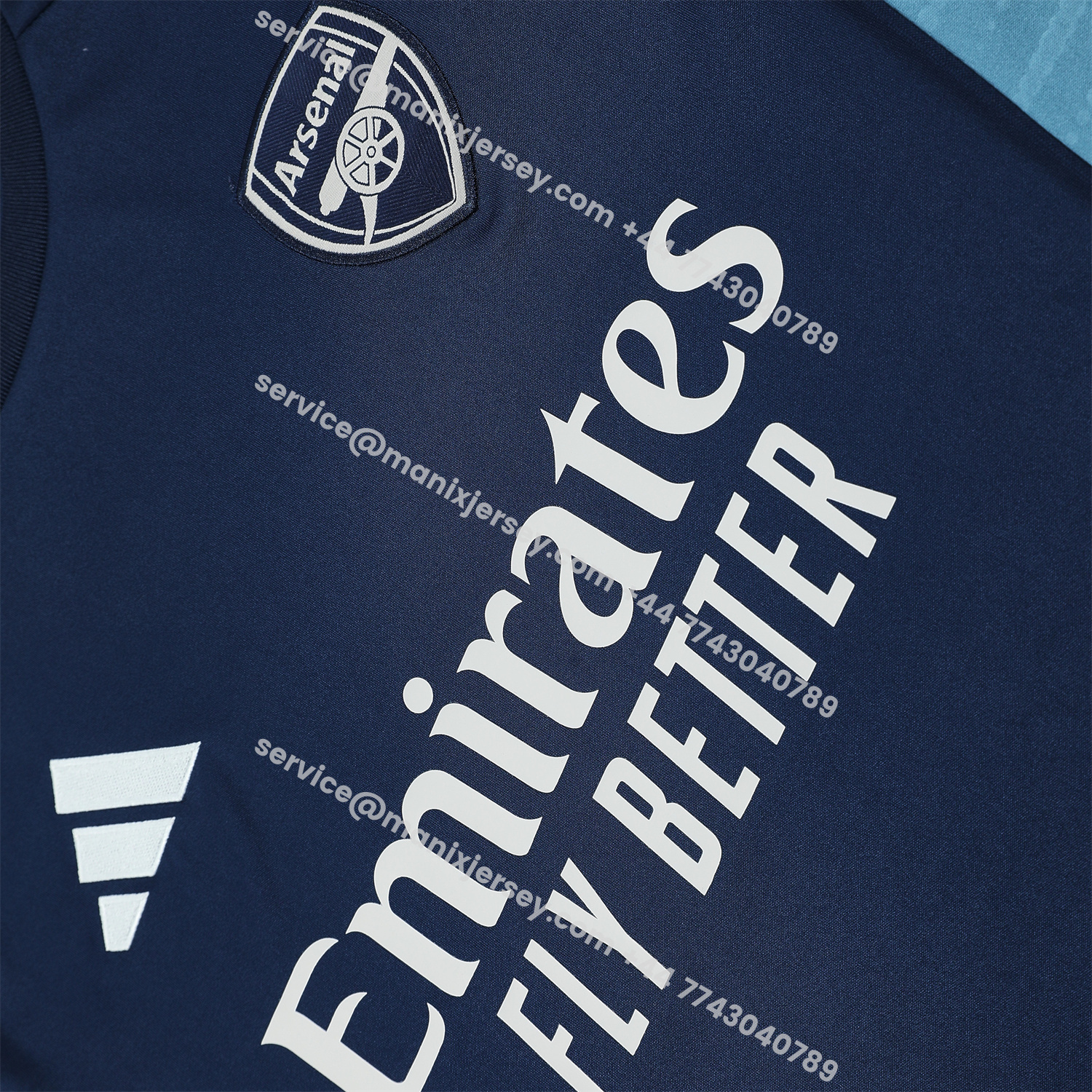 ManixJersey.com | Arsenal 25-26 Short-Sleeve Training Set - Deep Blue Top & Shorts -Customize Name, Number and Patch | Worldwide Shipping