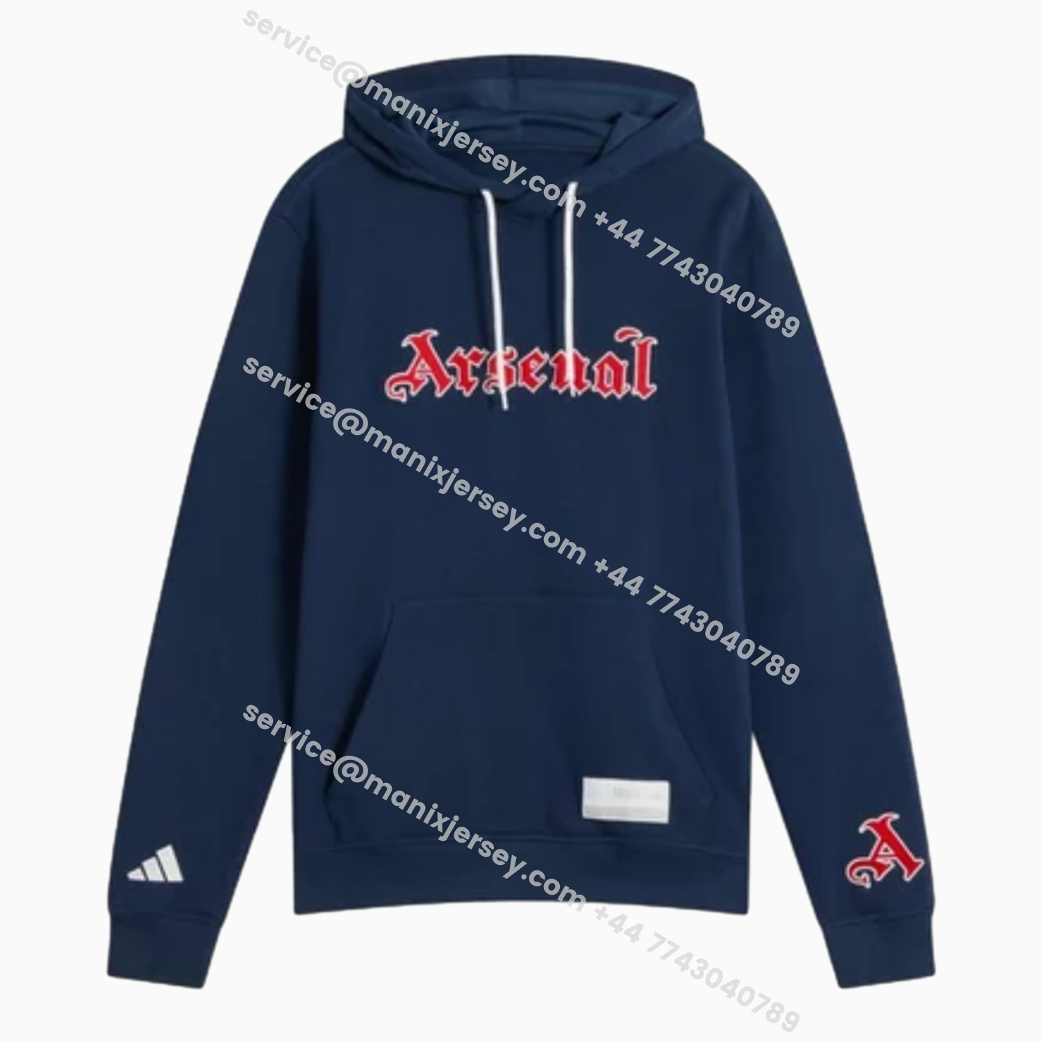 ManixJersey.com | Arsenal 25-26 Pure Color Training Hoodie Set - Deep Blue Hoodie and Deep Blue Pants -Customize Name, Number and Patch | Worldwide Shipping