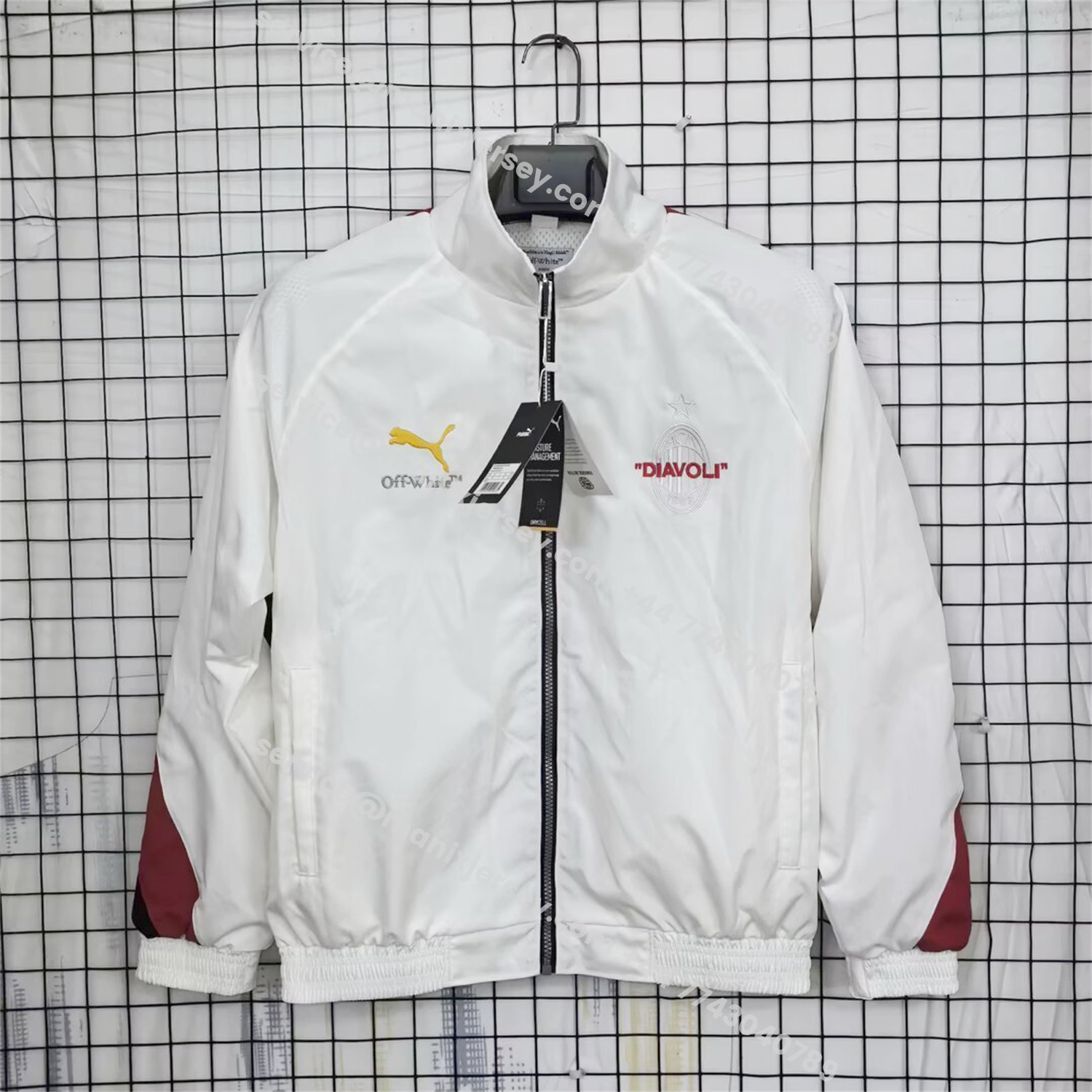 ManixJersey.com | AC Milan 25-26 Windbreaker Jacket - White And Red -Customize Name, Number and Patch | Worldwide Shipping