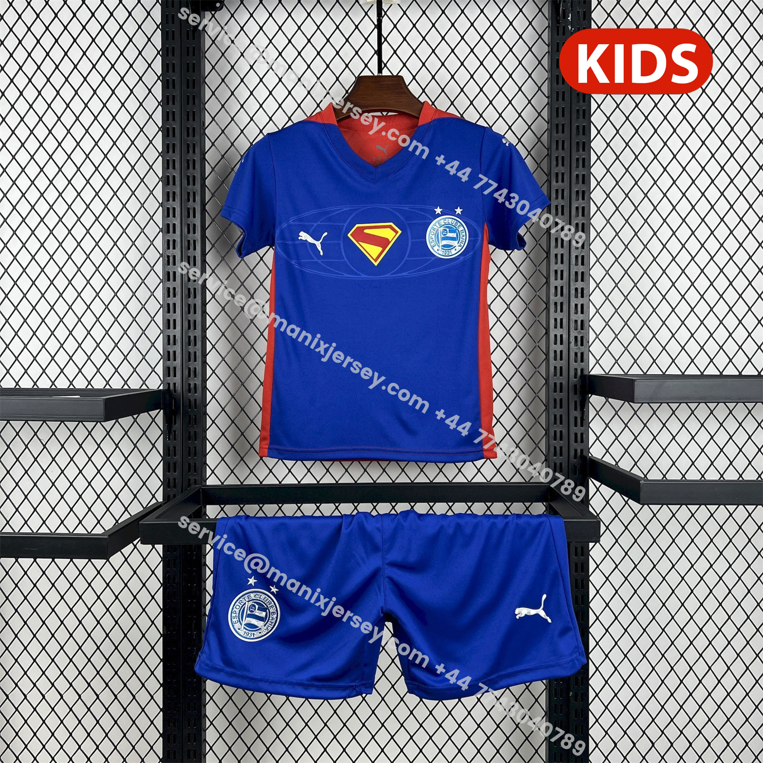 ManixJersey.com | Bahia 25-26 Super-Man Blue Special Kids Kit -Customize Name, Number and Patch | Worldwide Shipping