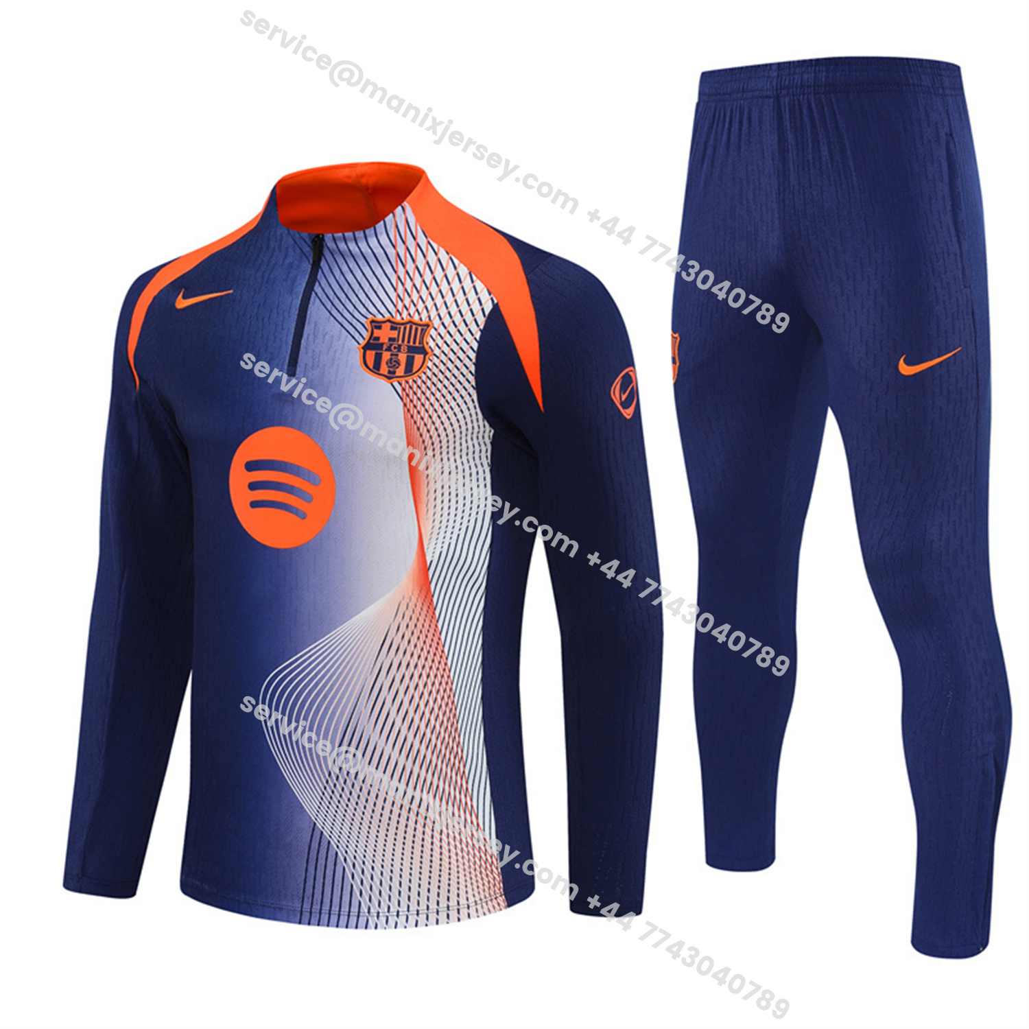 ManixJersey.com | Barcelona 25-26 Long Sleeve Training Set - Red Blue Line Top & Blue Pants -Customize Name, Number and Patch | Worldwide Shipping
