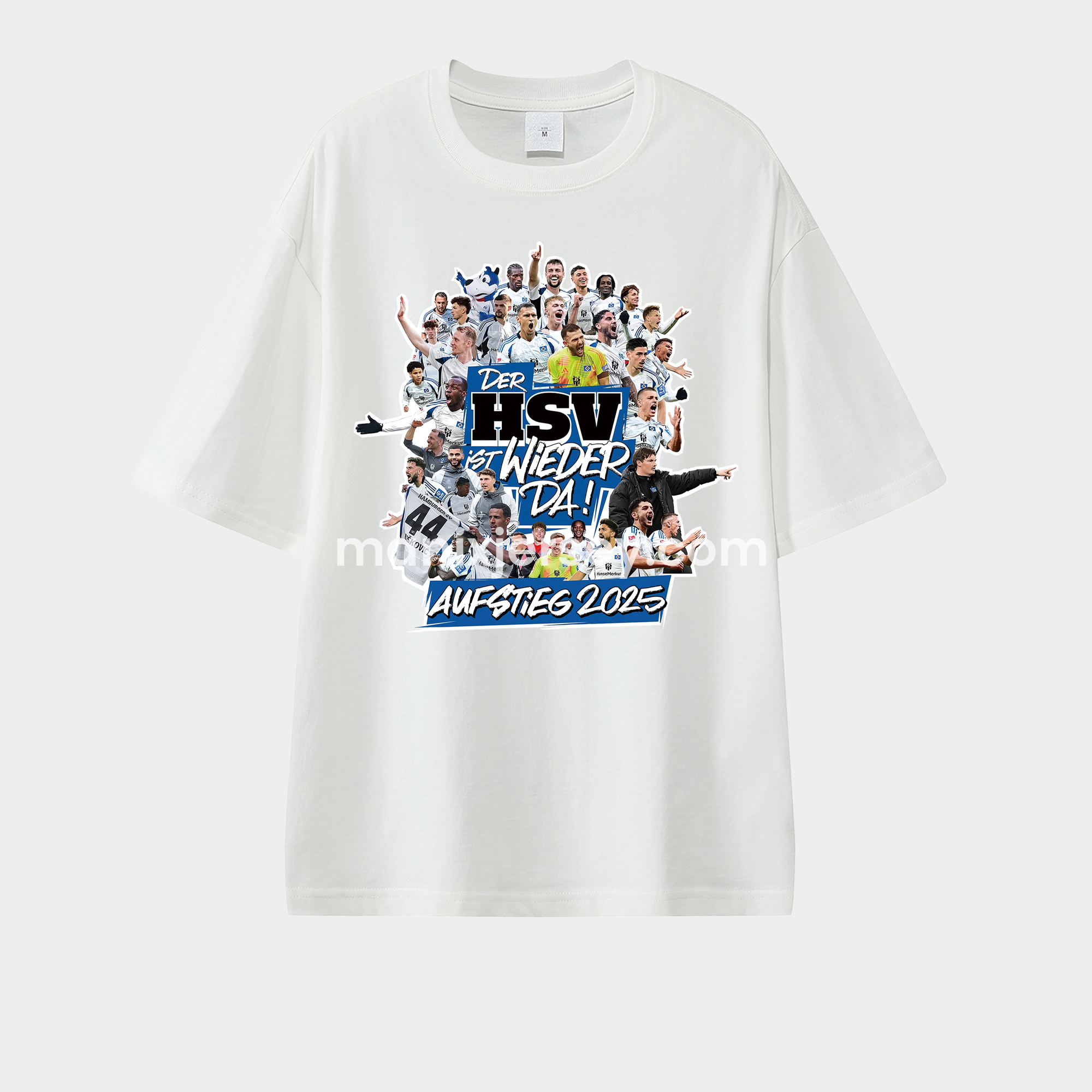 ManixJersey.com | Hamburger SV AUFSTIEG 2025 Team Signatures Unisex Pure Cotton T-shirt -Customize Name, Number and Patch | Worldwide Shipping