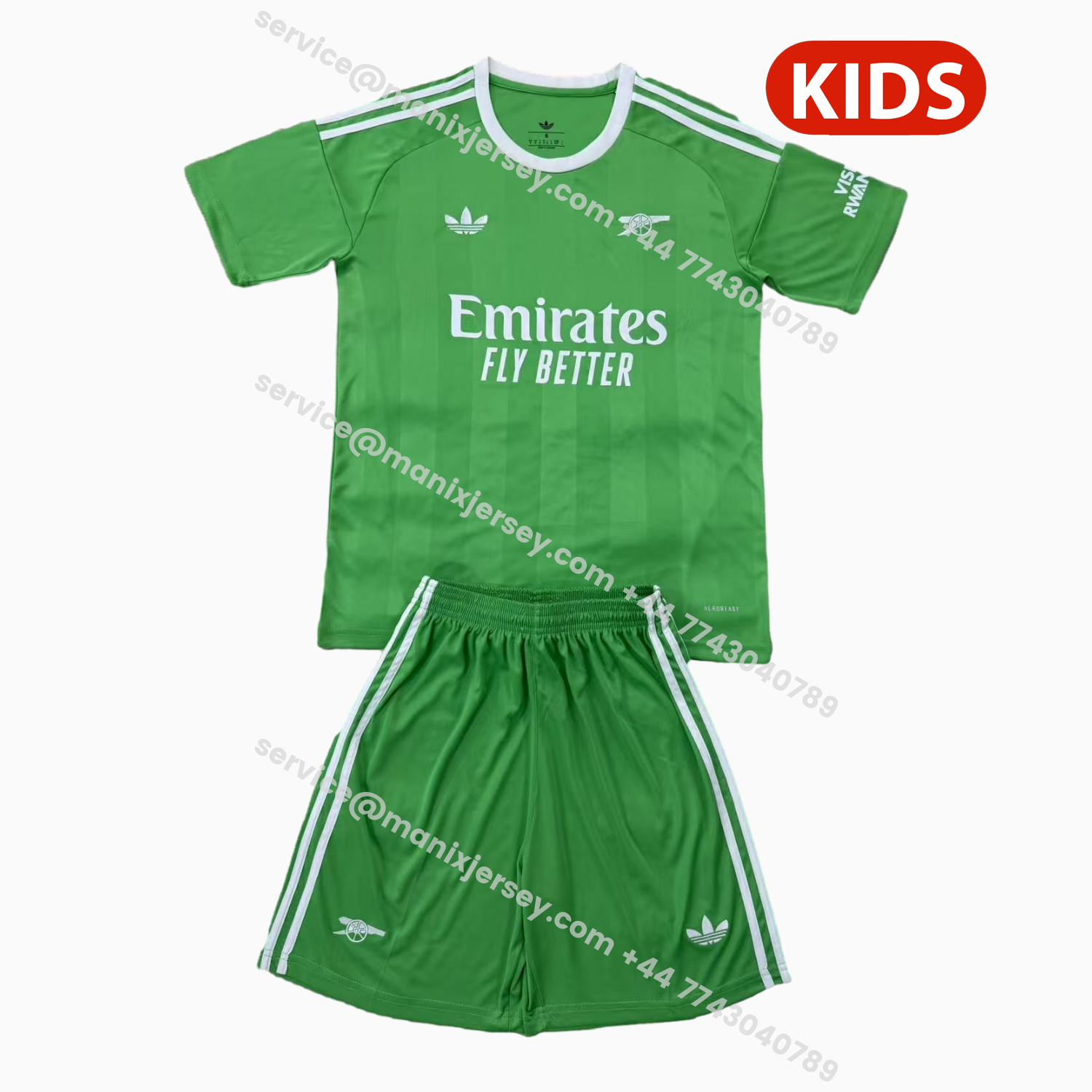 ManixJersey.com | Arsenal 25-26 Green Goalkeeper Kids Kit -Customize Name, Number and Patch | Worldwide Shipping