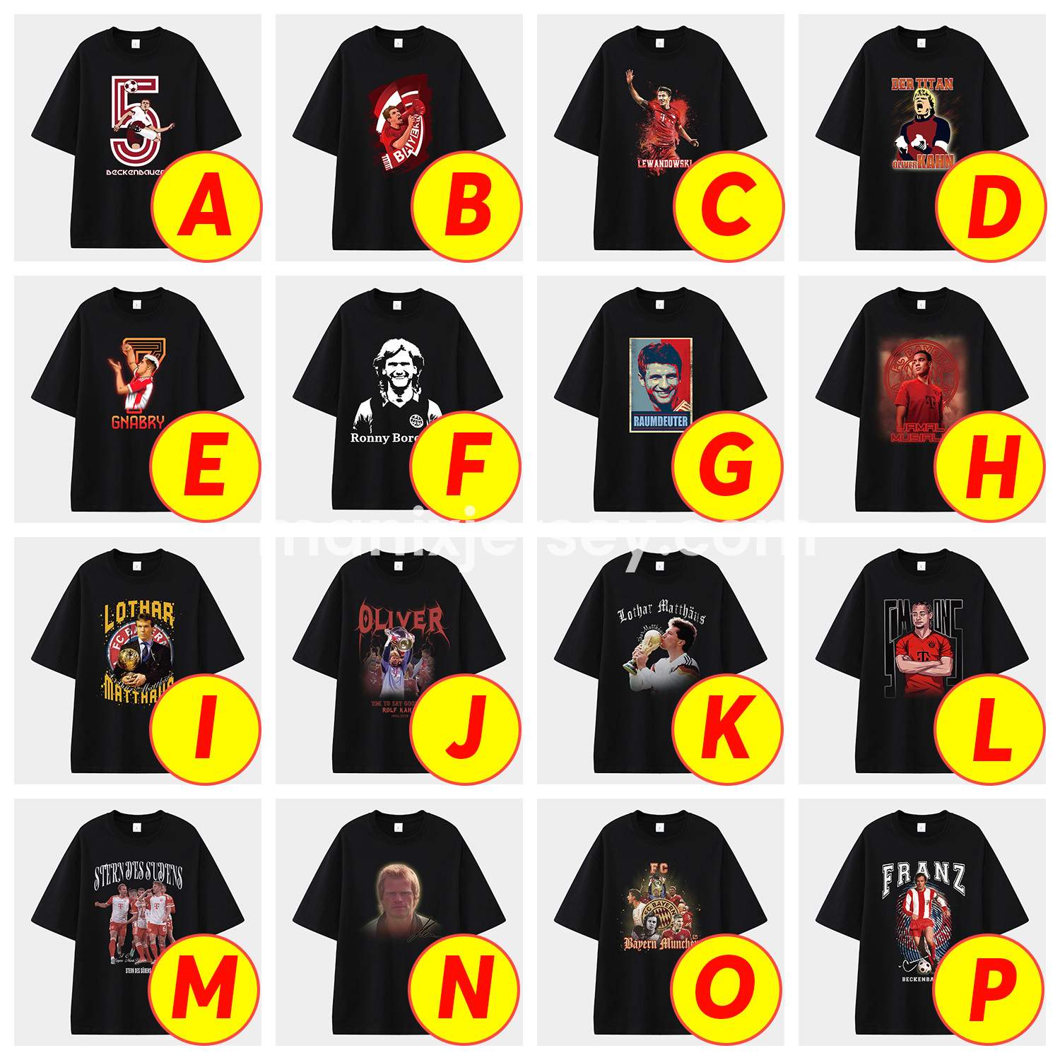 ManixJersey.com | Bayern Munich 125th Legendary Players Unisex Pure Cotton T-shirt -Customize Name, Number and Patch | Worldwide Shipping