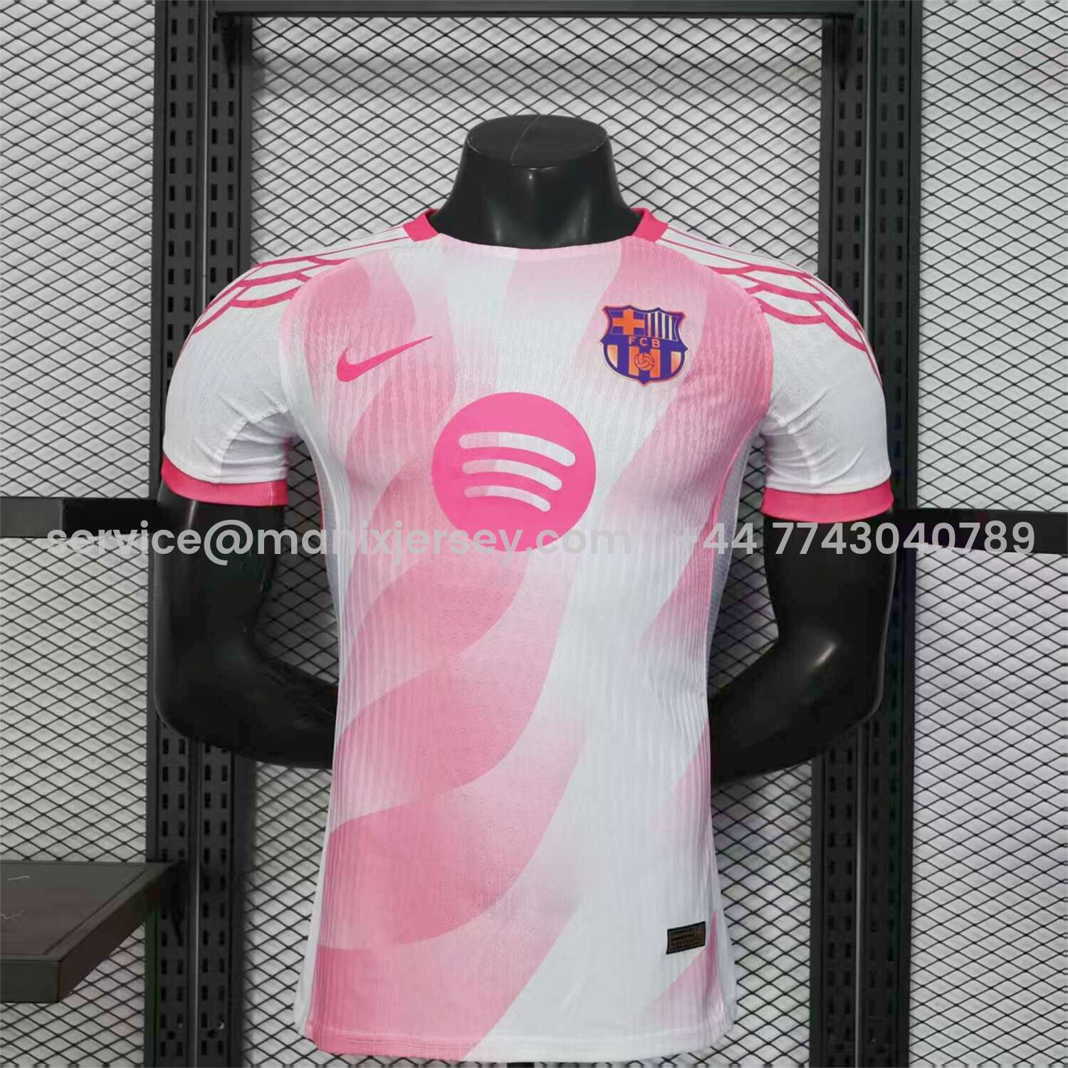 ManixJersey.com | Barcelona 25-26 Red and White Diagonal Gradient Special Jersey - Player Version -Customize Name, Number and Patch | Worldwide Shipping