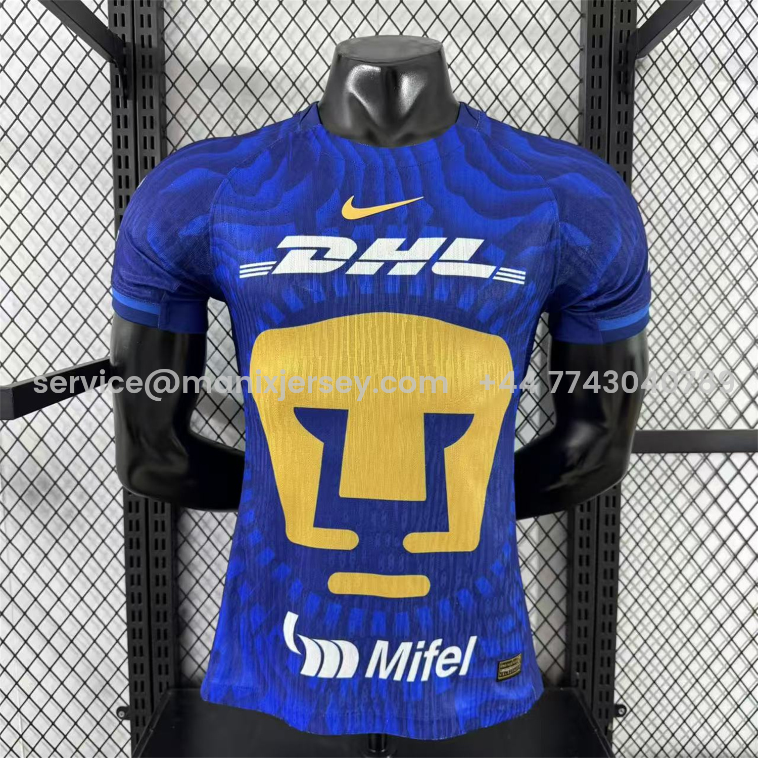 ManixJersey.com | Pumas UNAM 25-26 Away Blue Jersey - Player Version -Customize Name, Number and Patch | Worldwide Shipping