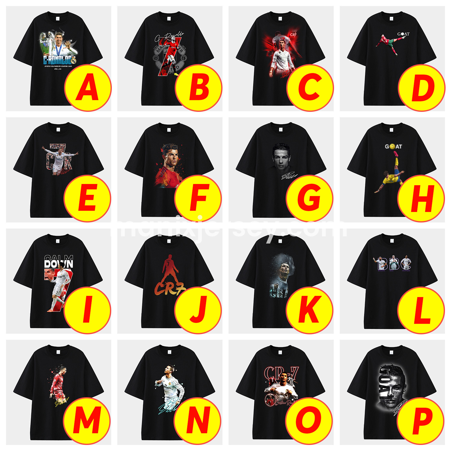 ManixJersey.com | Cristiano Ronaldo Portugal Real Madrid Manchester United Unisex Pure Cotton T-shirt -Customize Name, Number and Patch | Worldwide Shipping