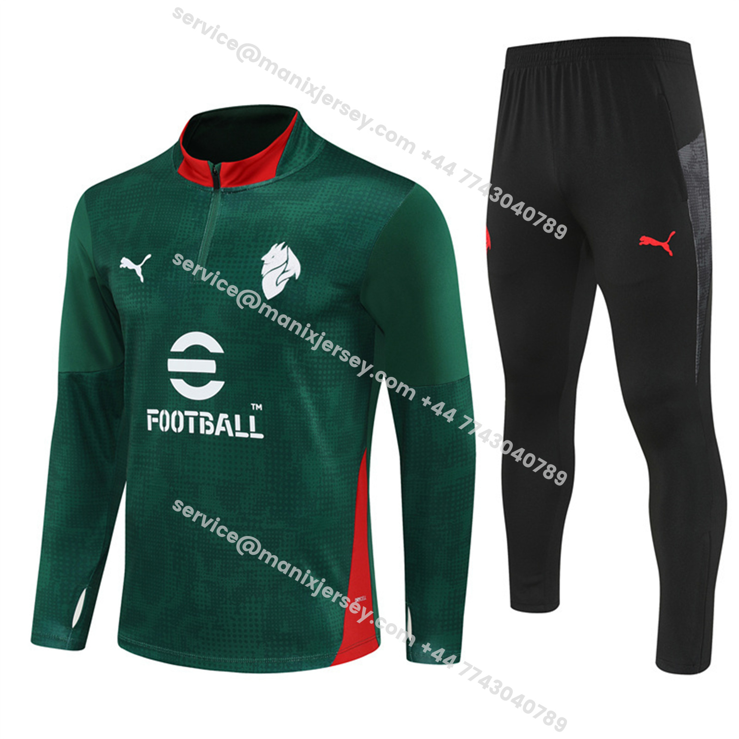 ManixJersey.com | AC Milan 25-26 Long Sleeve Training Set - Army Green Top & Black Pants -Customize Name, Number and Patch | Worldwide Shipping