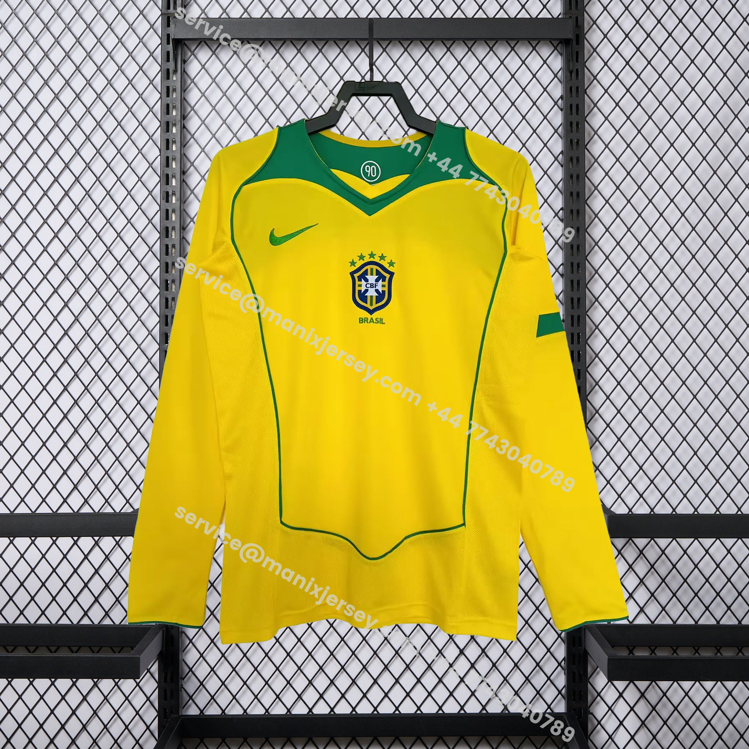 ManixJersey.com | Retro Brazil 2004 Home Long Sleeves Jersey -Customize Name, Number and Patch | Worldwide Shipping