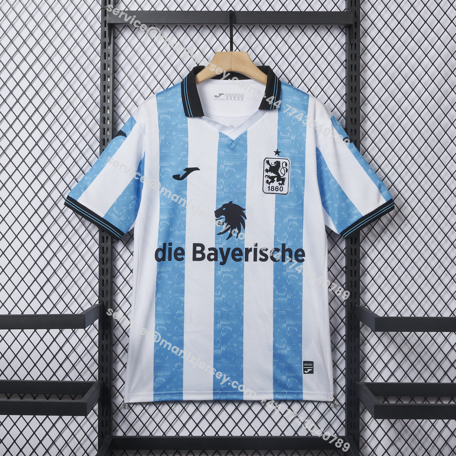 ManixJersey.com | TSV 1860 München Munich 25-26 Blue And White Stripes Home Jersey - Fans Version -Customize Name, Number and Patch | Worldwide Shipping