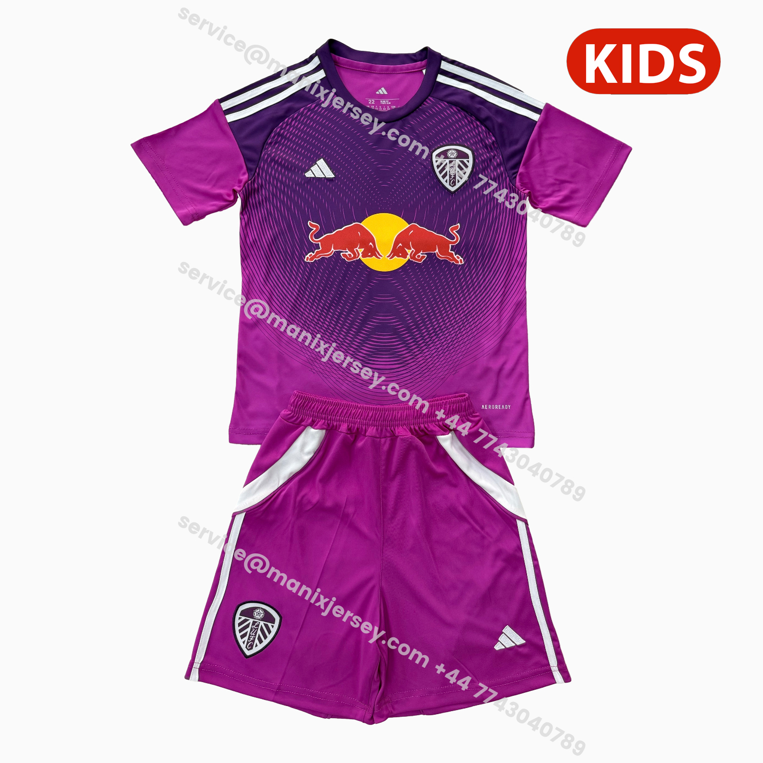 ManixJersey.com | Leeds United 25-26 Purple Goalkeeper Kids Kit -Customize Name, Number and Patch | Worldwide Shipping