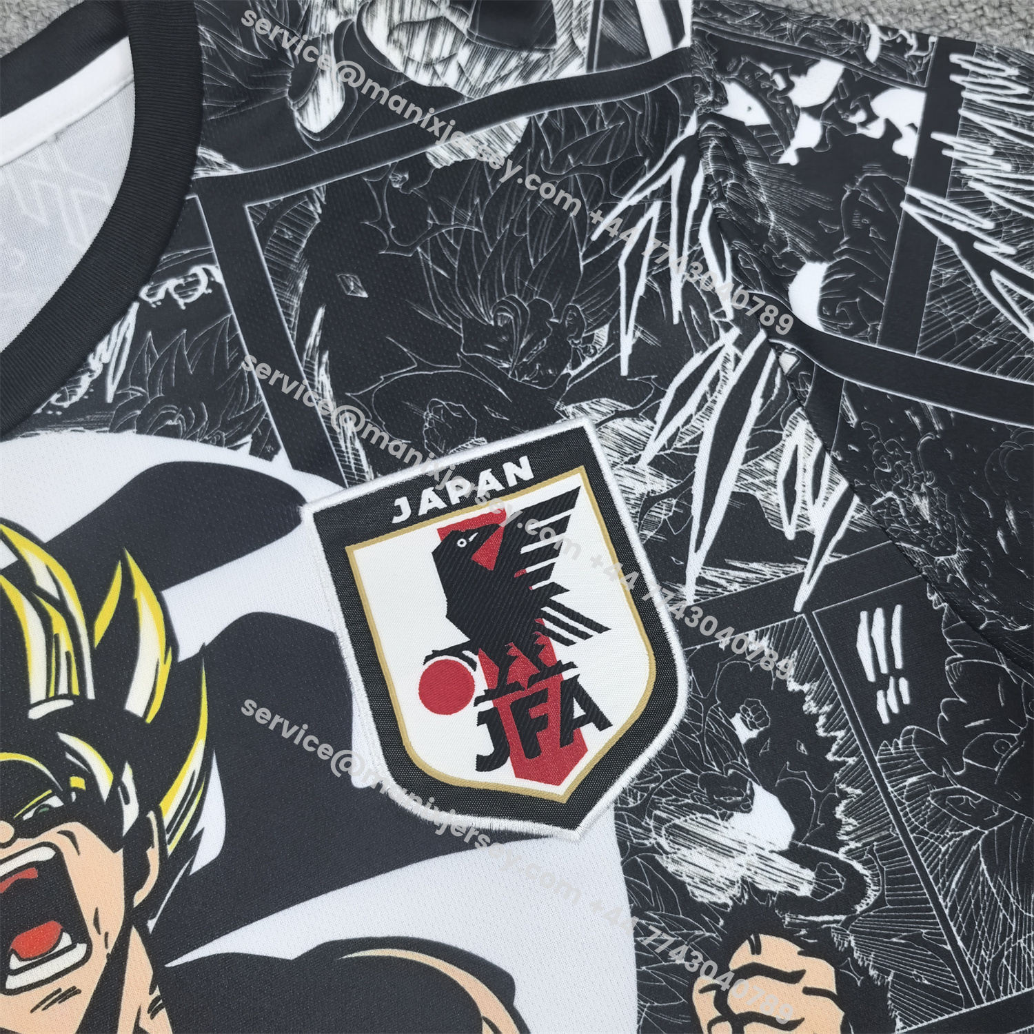 ManixJersey.com | Japan 25-26 Son Goku Super Saiyan Black Jersey - Fans Version -Customize Name, Number and Patch | Worldwide Shipping