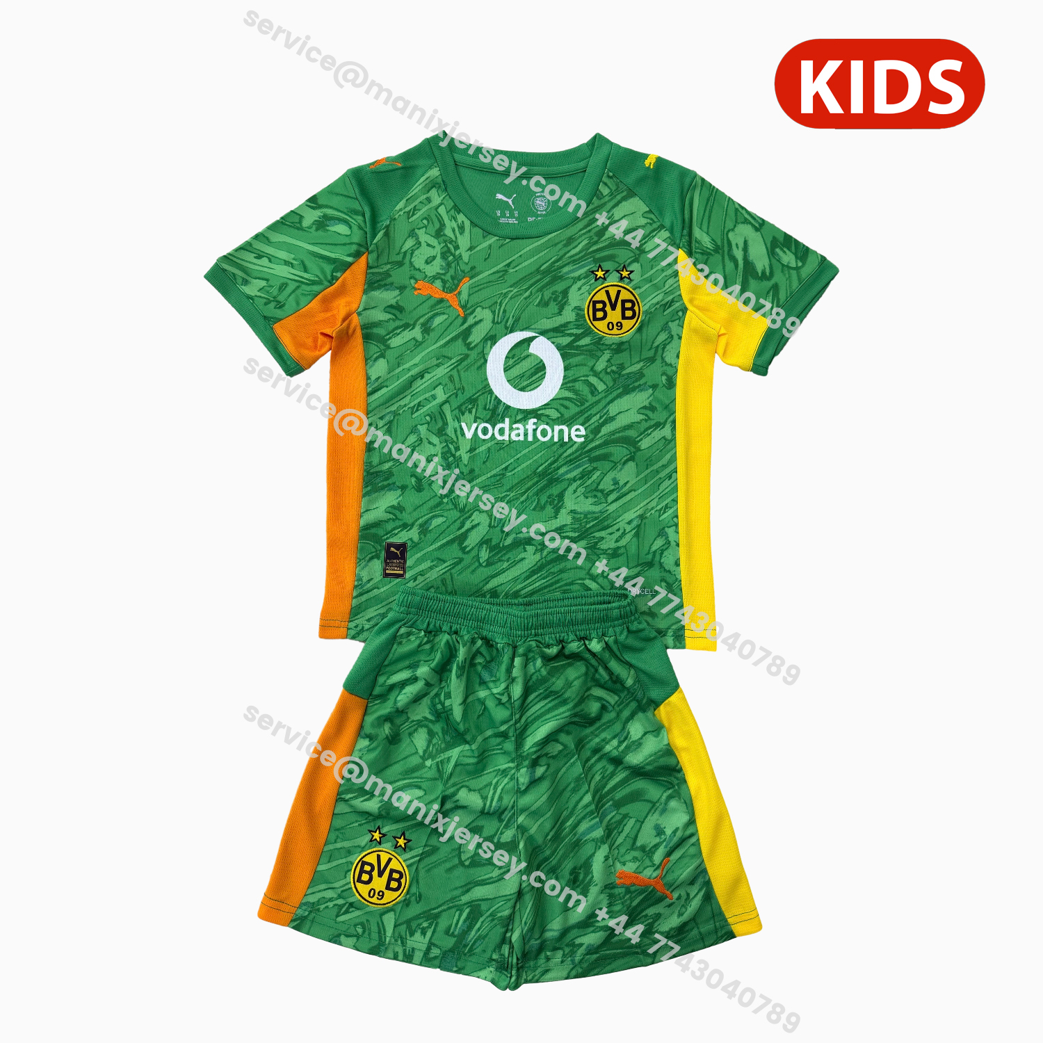 ManixJersey.com | Dortmund 25-26 Green Goalkeeper Kids Kit -Customize Name, Number and Patch | Worldwide Shipping