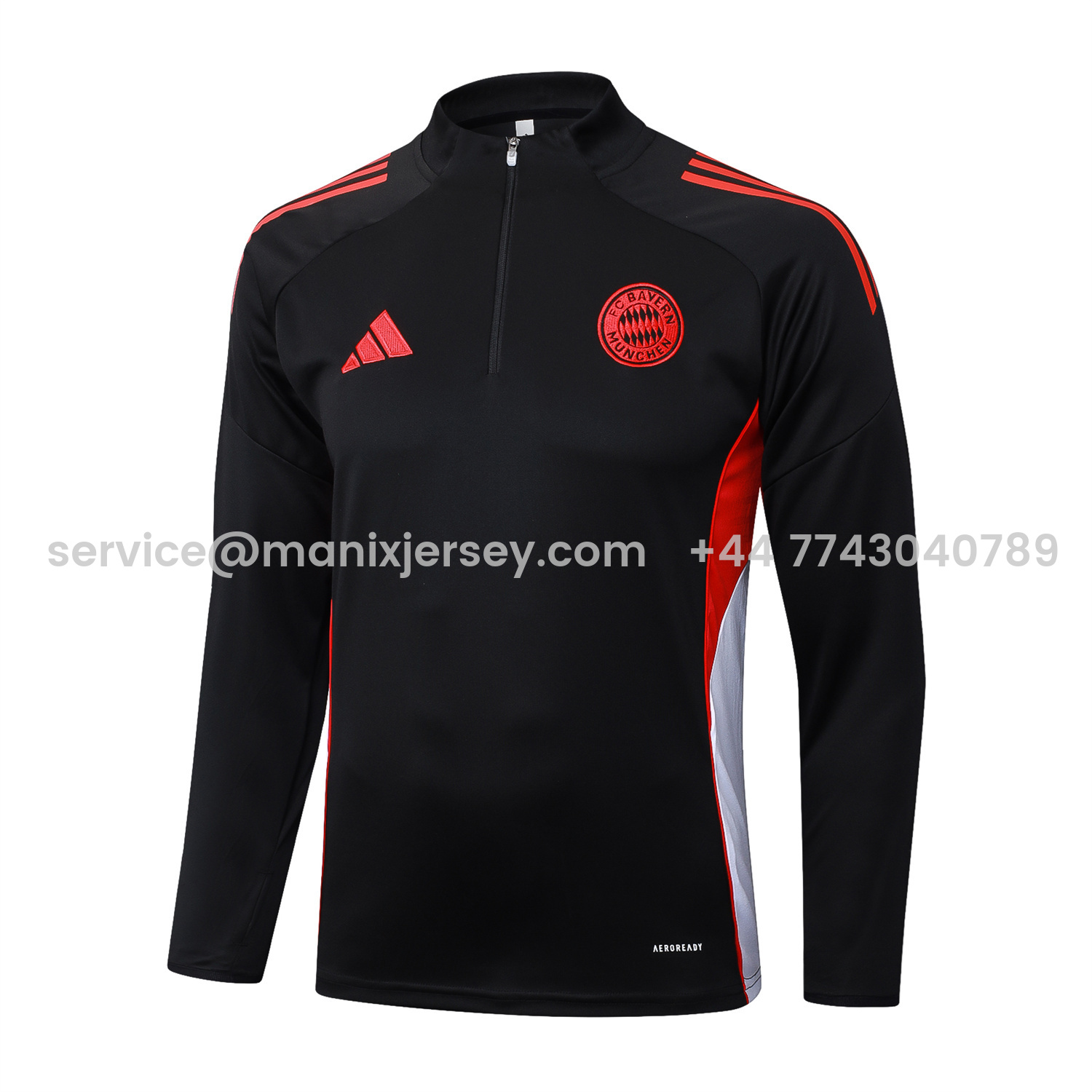 ManixJersey.com | Bayern Munich 25-26 Long Sleeves Training Set - Black Top & Pants with Orange Badge -Customize Name, Number and Patch | Worldwide Shipping
