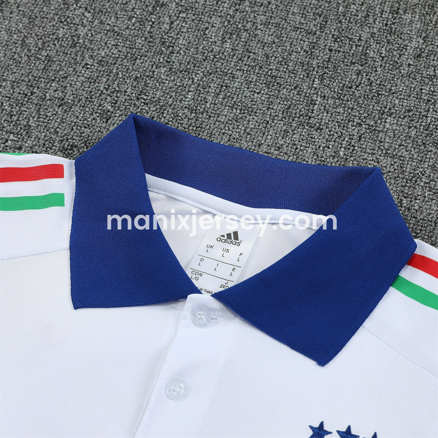 ManixJersey.com | Italy 25-26 POLO Short-Sleeve Training Set - White Top and Deep Blue Pants -Customize Name, Number and Patch | Worldwide Shipping