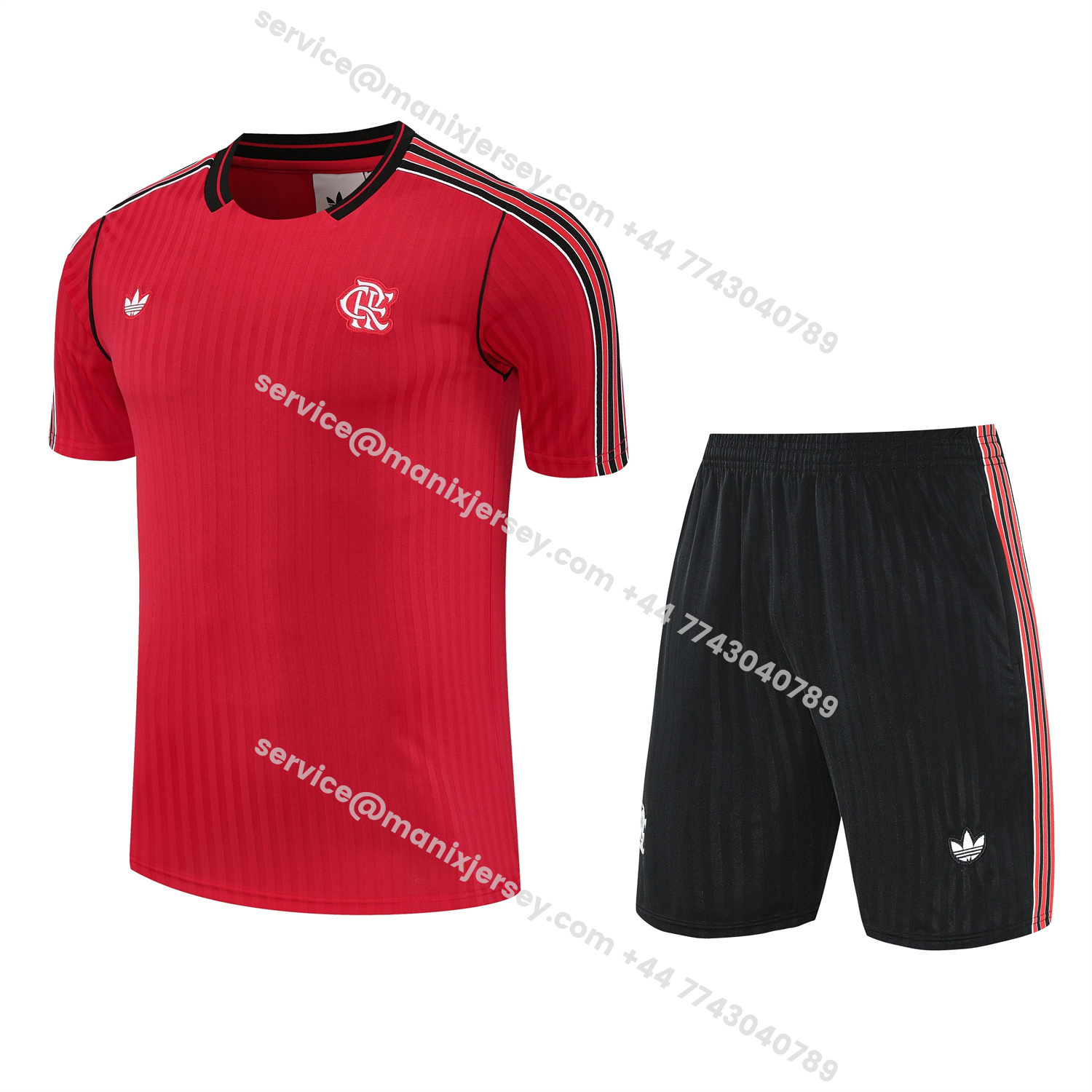 ManixJersey.com | Flamengo 25-26 Short-Sleeve Training Set - Red Top & Black Shorts -Customize Name, Number and Patch | Worldwide Shipping