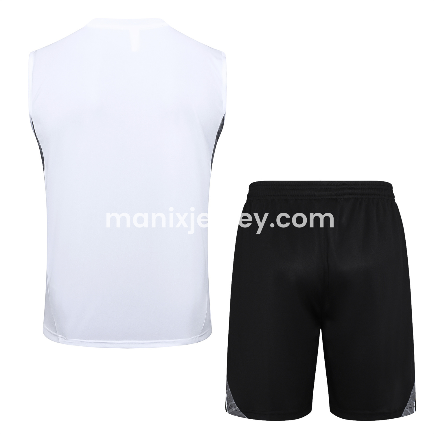 ManixJersey.com | Real Madrid 25-26 Vest Training Set - White Vest and Black Shorts -Customize Name, Number and Patch | Worldwide Shipping